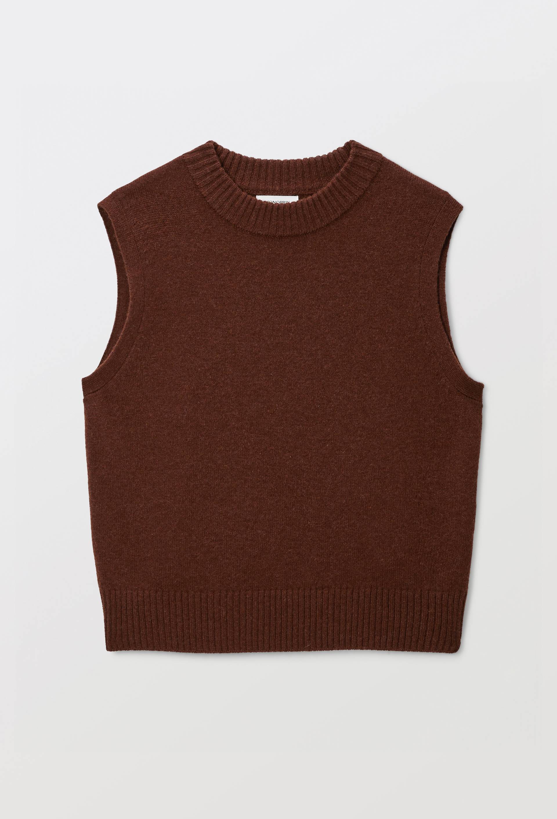 Pull sans manches en laine, Brun, large image number 2.0