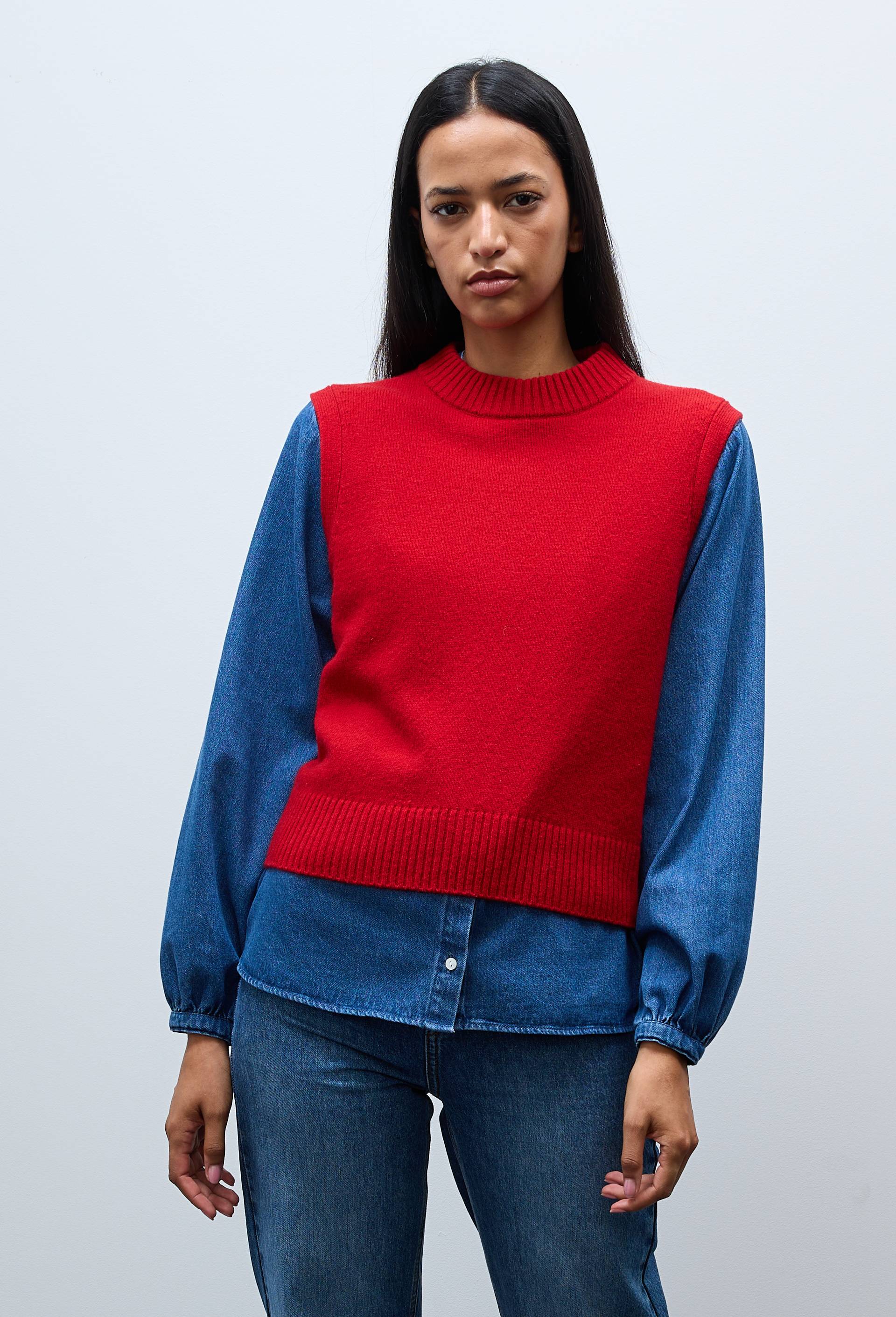 Pull sans manches en laine, Rouge, large image number 0
