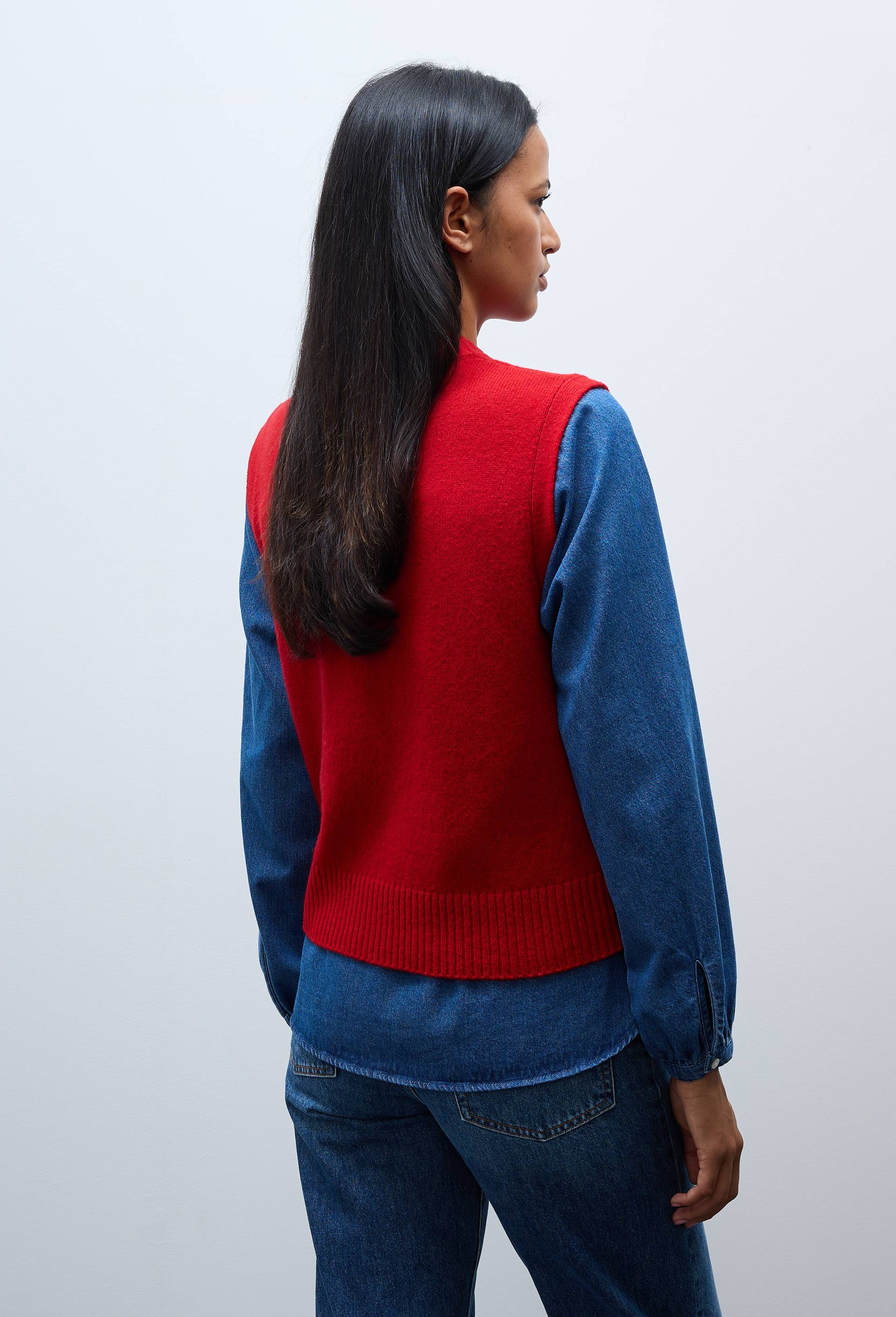 Pull sans manches en laine, Rouge, large image number 1