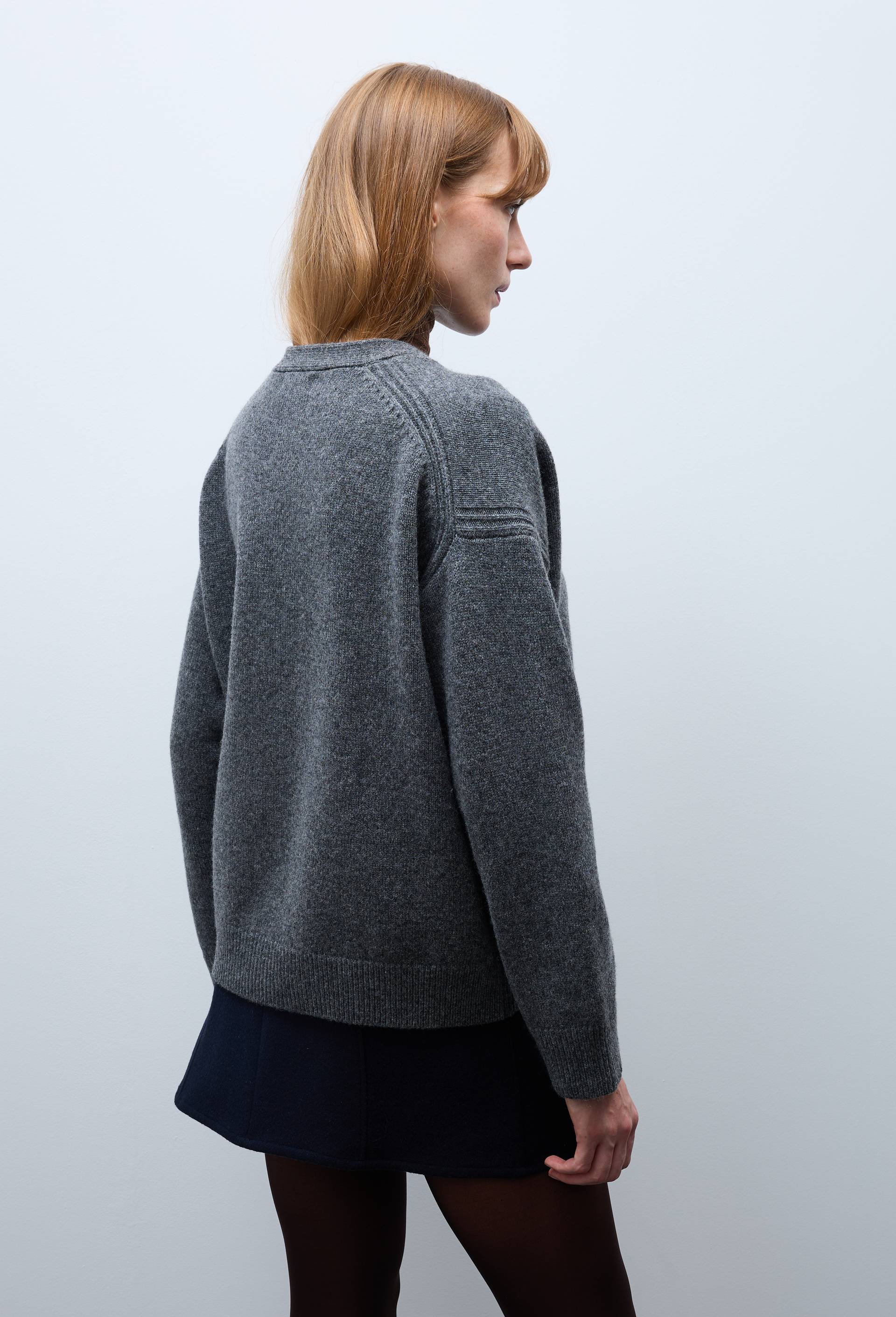 Cardigan boutonn&eacute; manches longues en laine, Gris, large image number 1.0