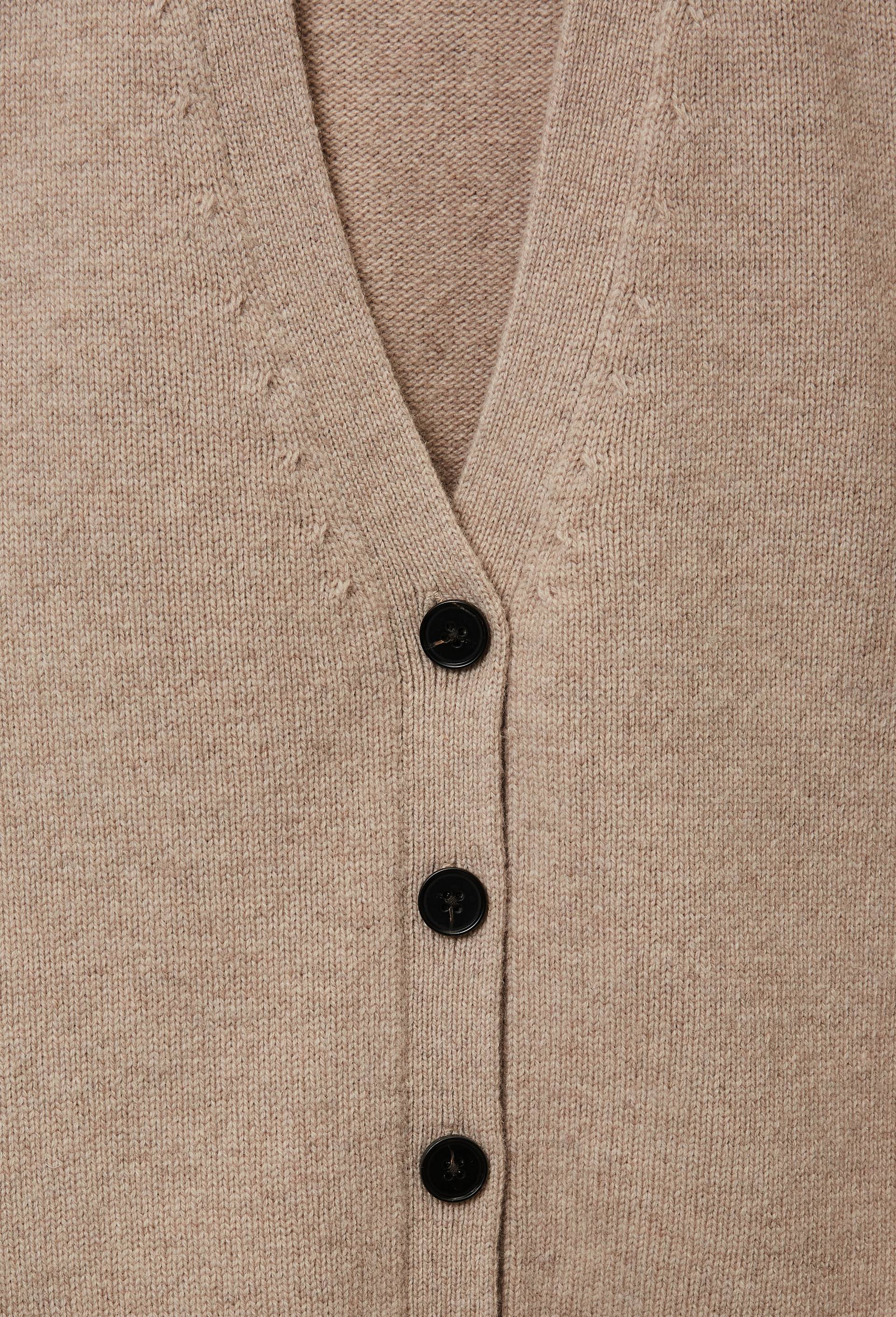 Cardigan boutonn&eacute; manches longues en laine, Beige clair, large image number 5