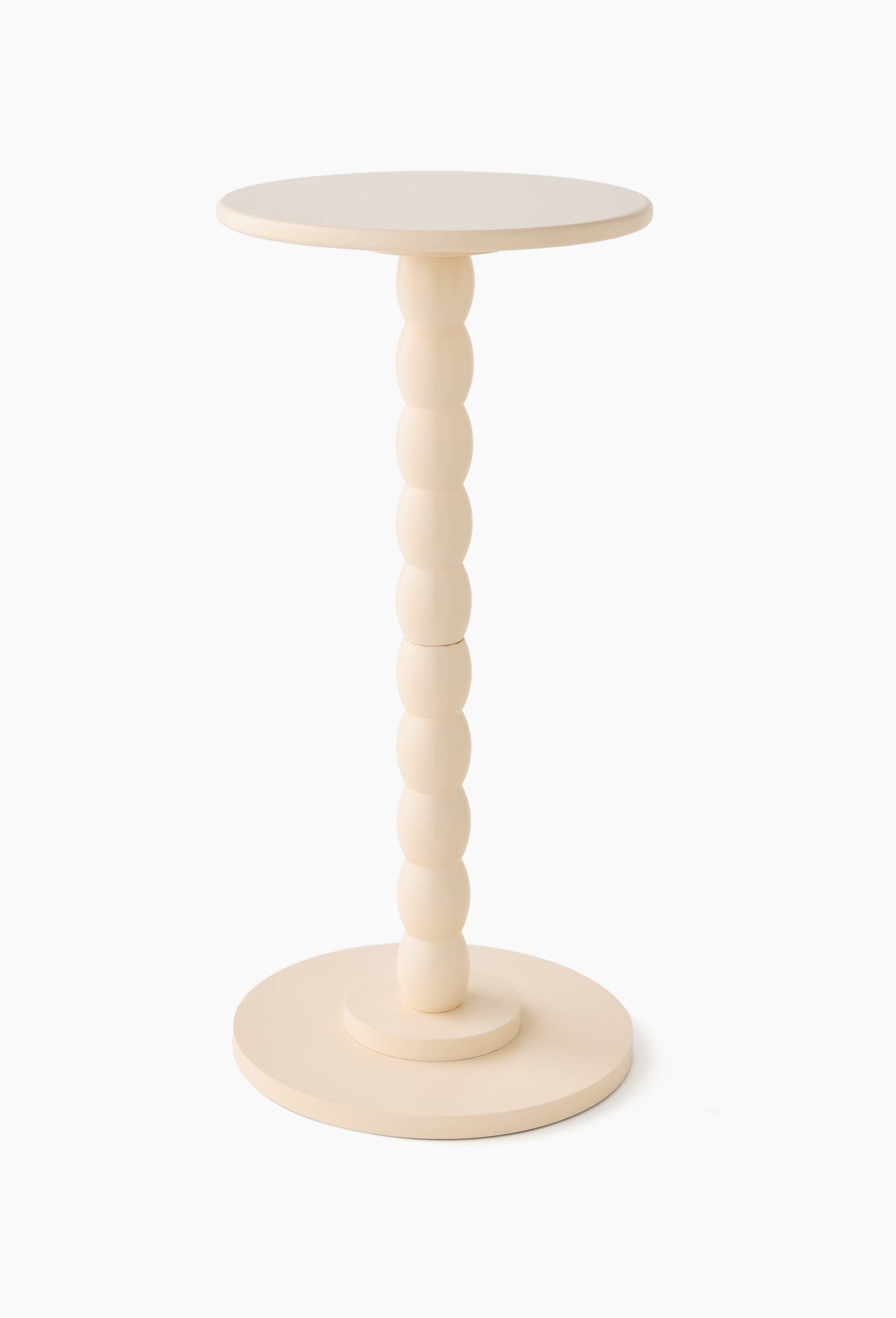 Table ronde, 26xH55cm, en MDF et  pin, Ecru, large image number 0