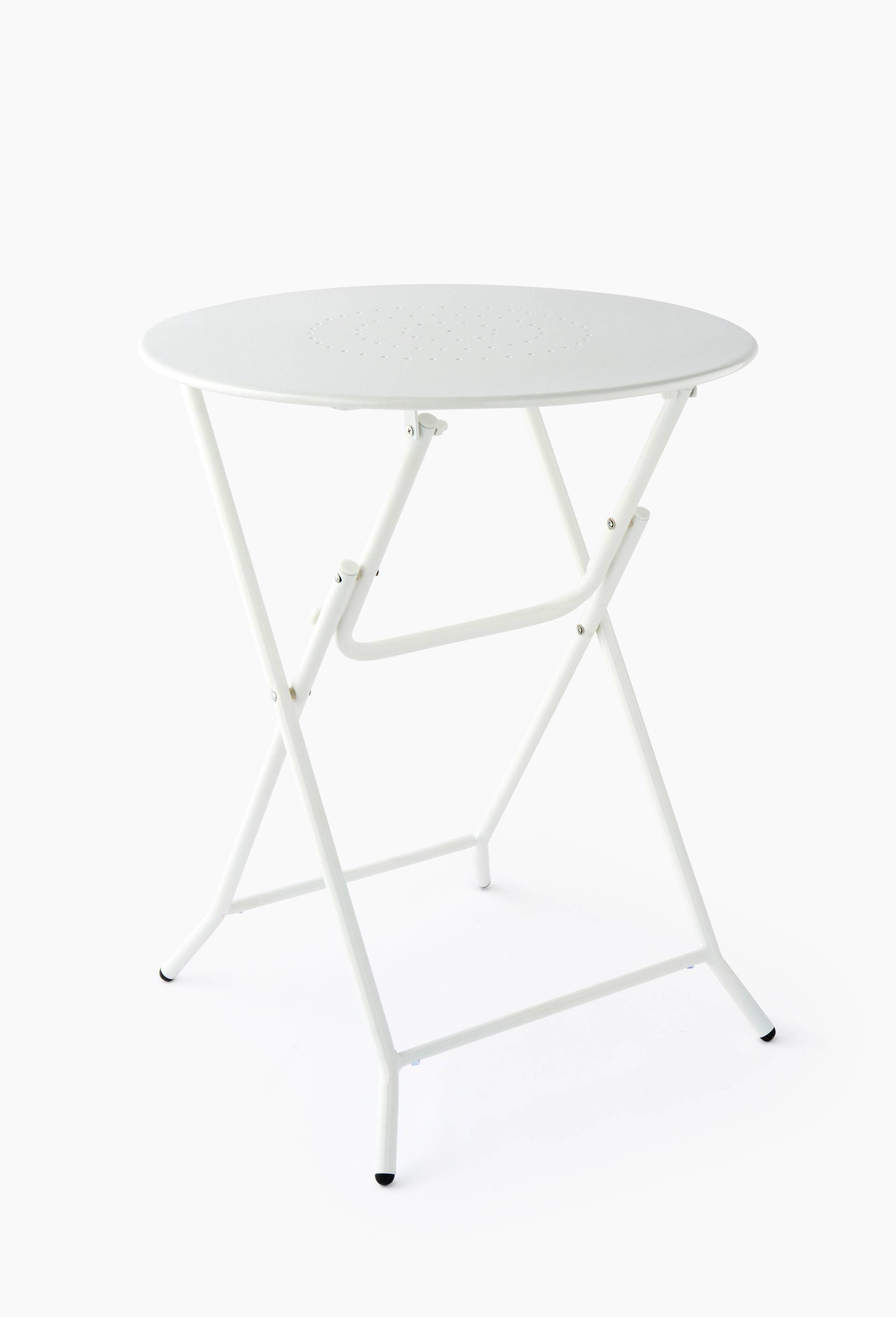 Table perfor&eacute;e ronde,D60xH72cm, en acier, Blanc, large image number 0