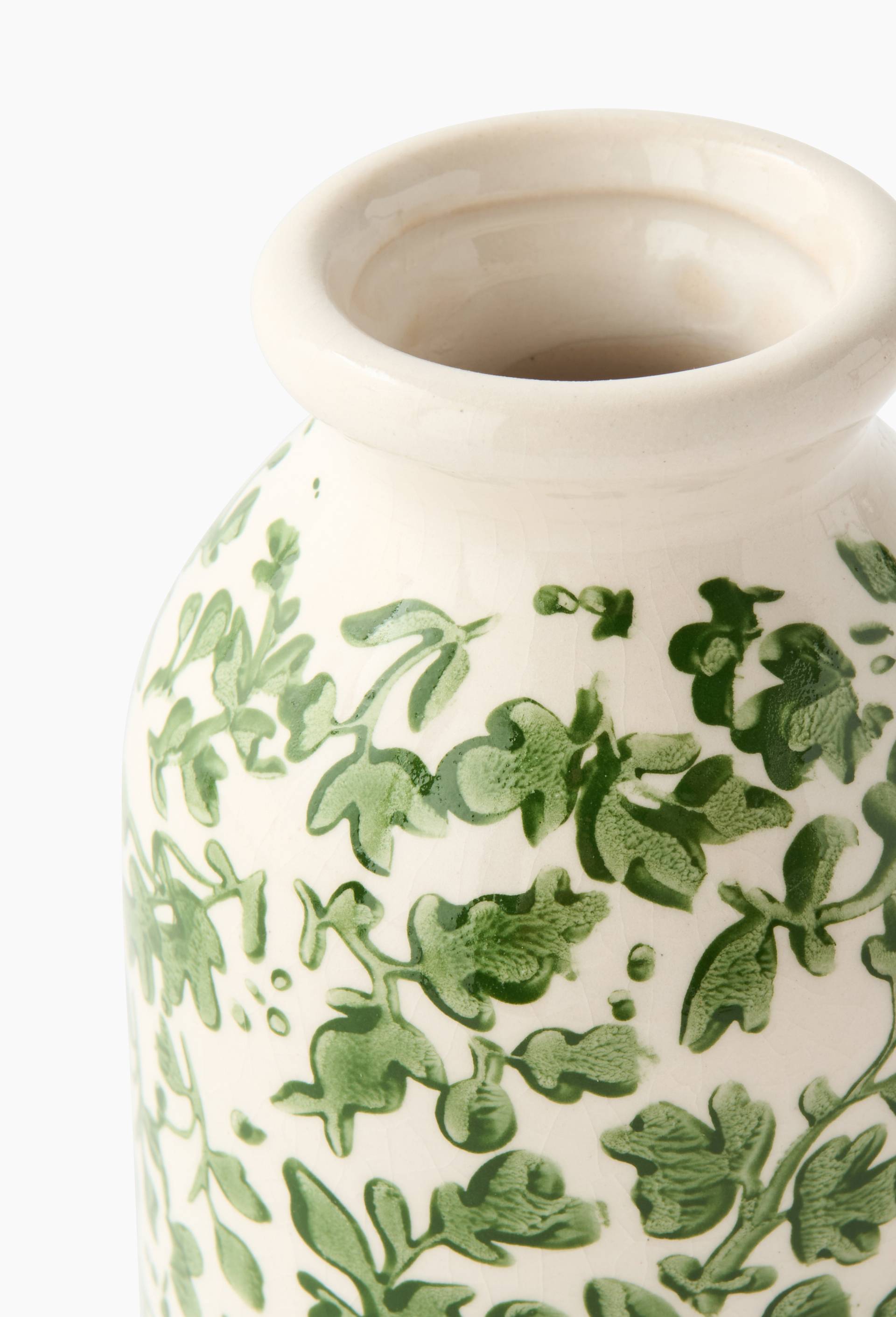 Vase bouteille, 7.5x15.5cm, en c&eacute;ramique, Vert, large image number 1.0