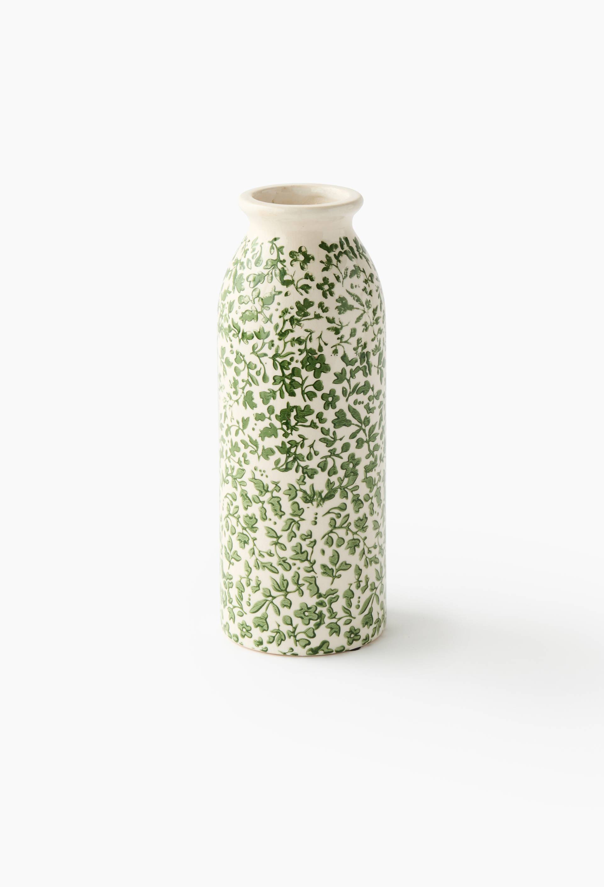 Vase bouteille,8x8x20cm, en c&eacute;ramique, Vert, large image number 0