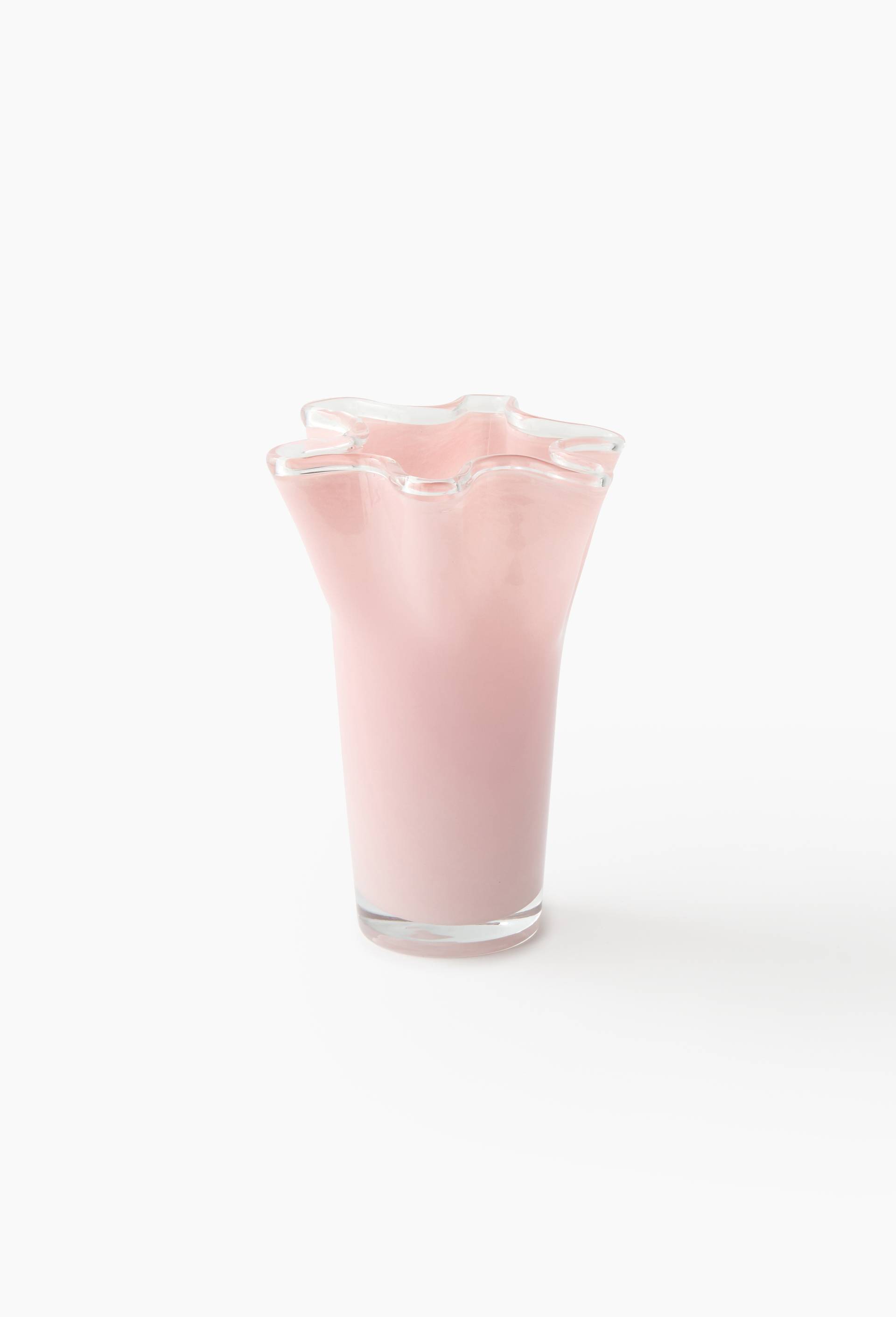 Vase ondul&eacute;, en verre, 15x15x22, Rose, large image number 0
