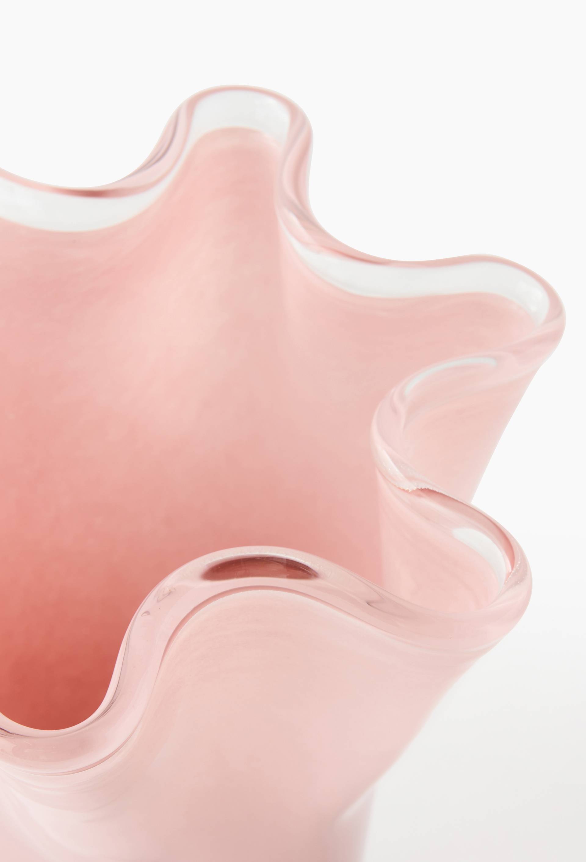 Vase ondul&eacute;, en verre, 15x15x22, Rose, large image number 1