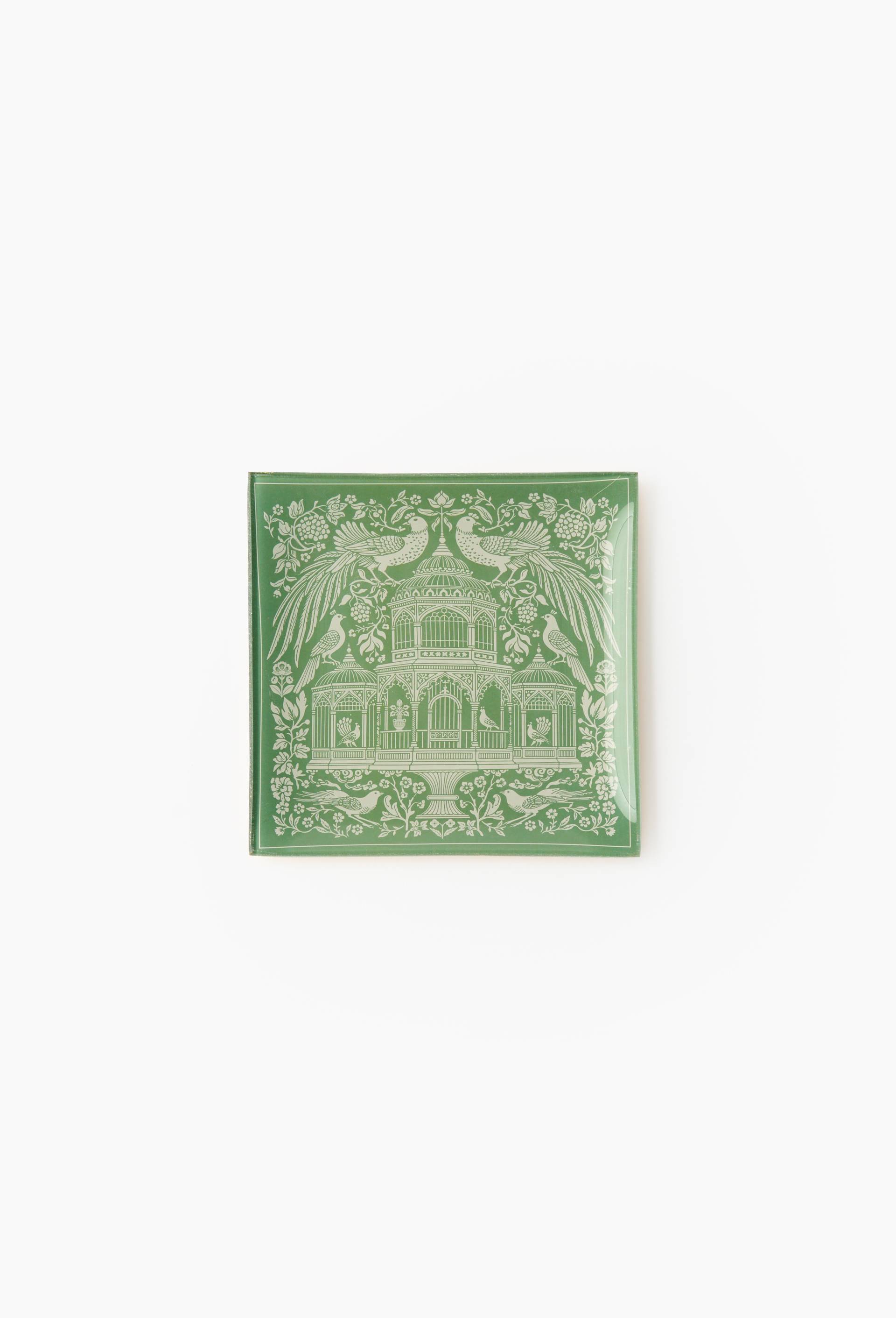 Vide-poche rectangulaire avec imprim&eacute;,  , en verre, Vert, large image number 0.0