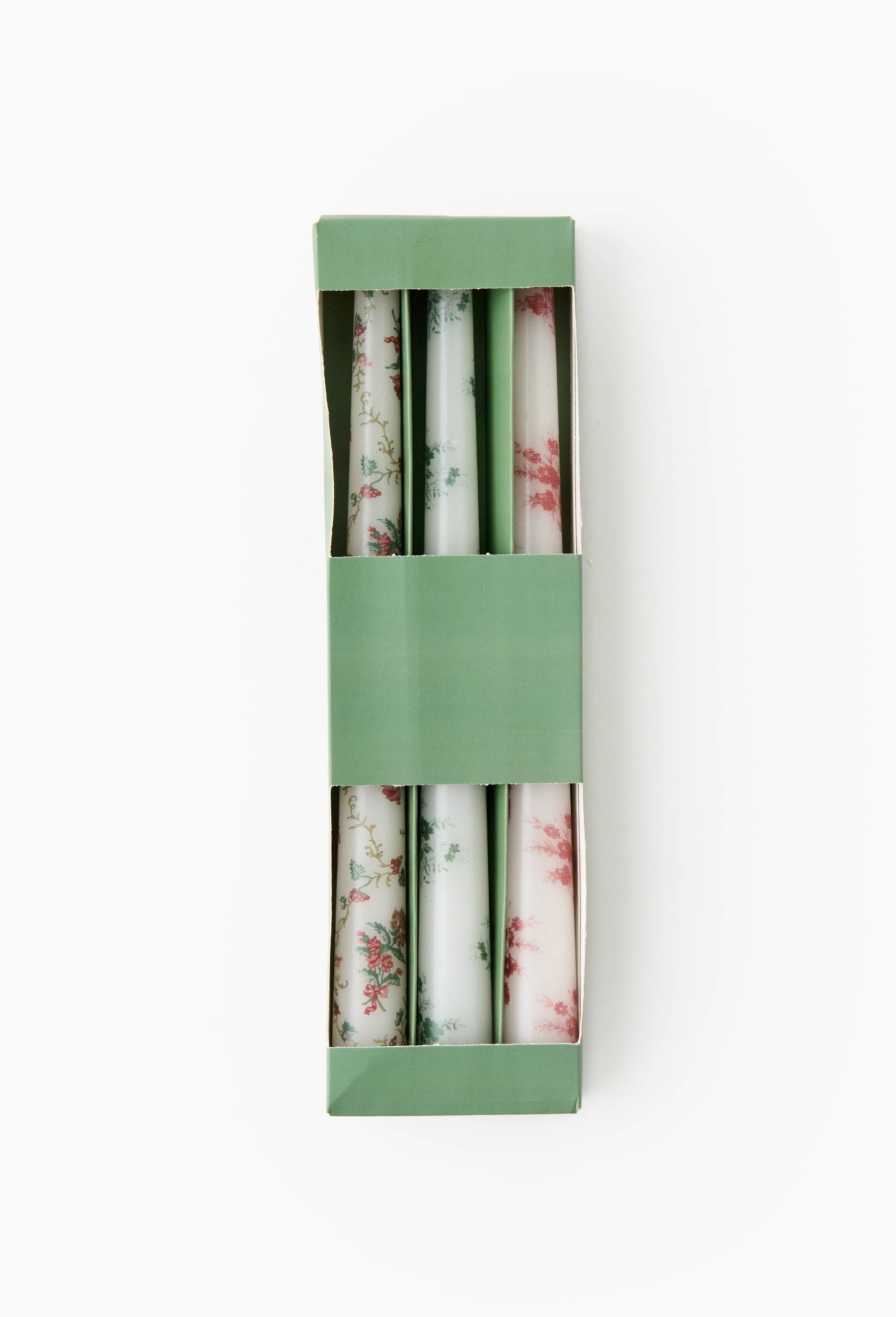 Lot 3 bougies droites imprim&eacute; fleurs, Rose, large image number 1