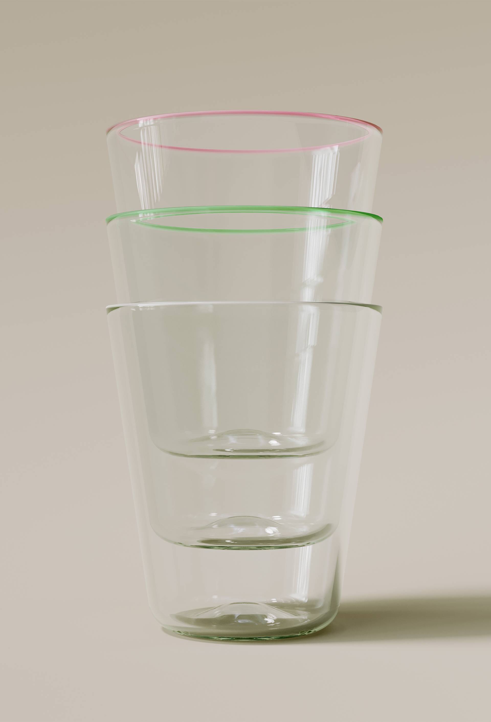 Verre &agrave; eau finition liser&eacute;, 32cl, Rose, large image number 0.0