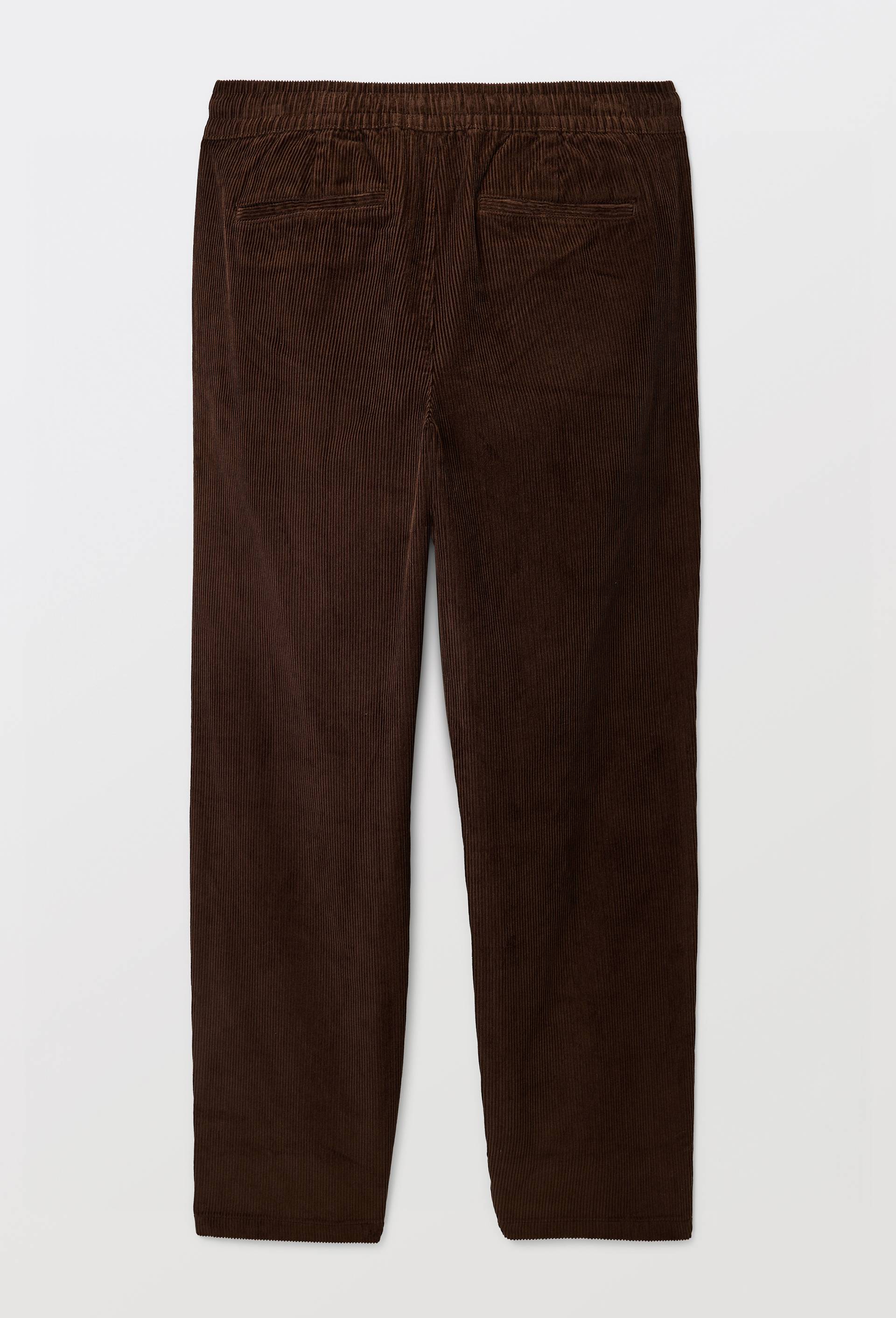 Pantalon en velours &agrave; pinces taille &eacute;lastiqu&eacute;e en coton BIO GOTS, Brun fonc&eacute;, large image number 3.0