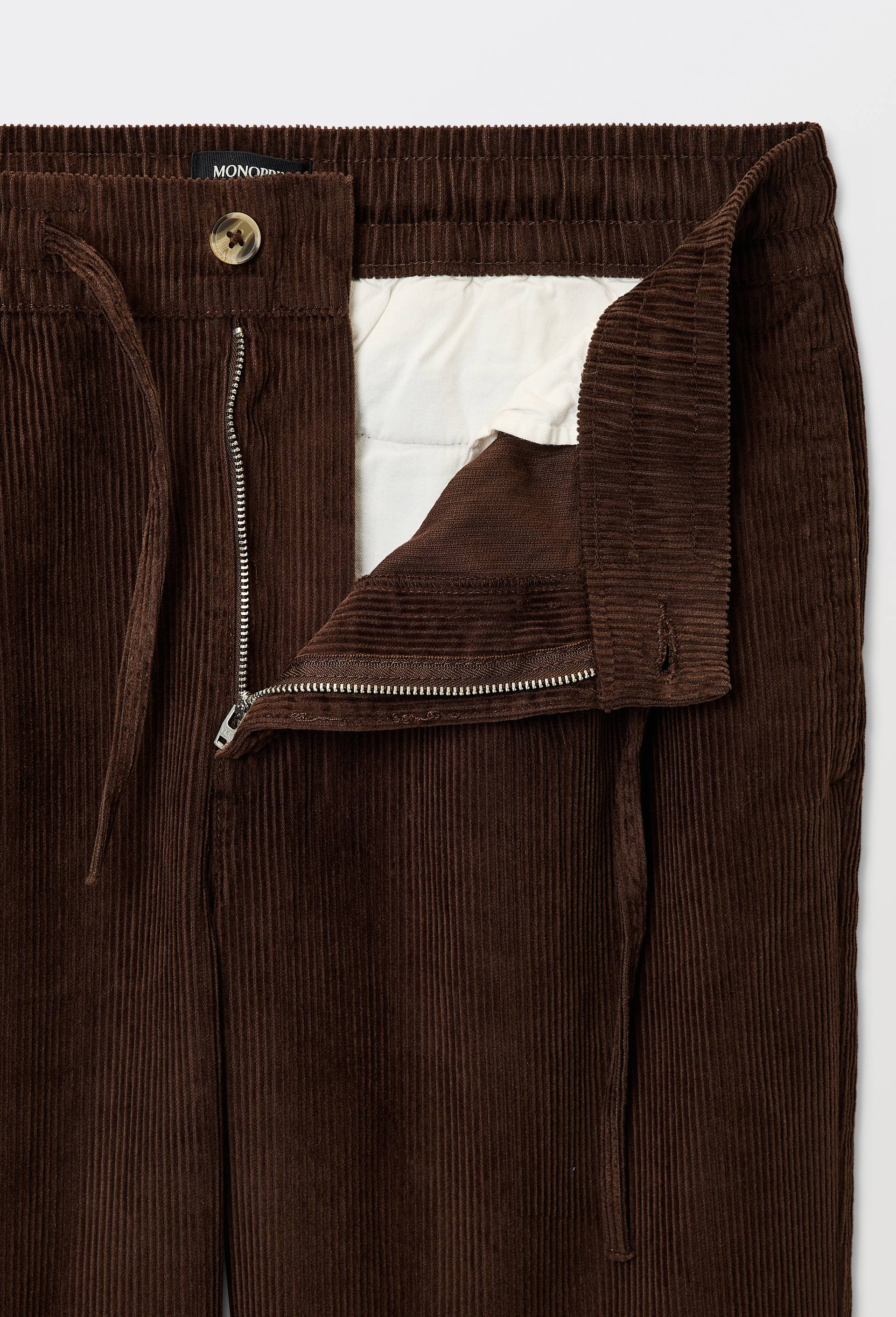 Pantalon en velours &agrave; pinces taille &eacute;lastiqu&eacute;e en coton BIO GOTS, Brun fonc&eacute;, large image number 4