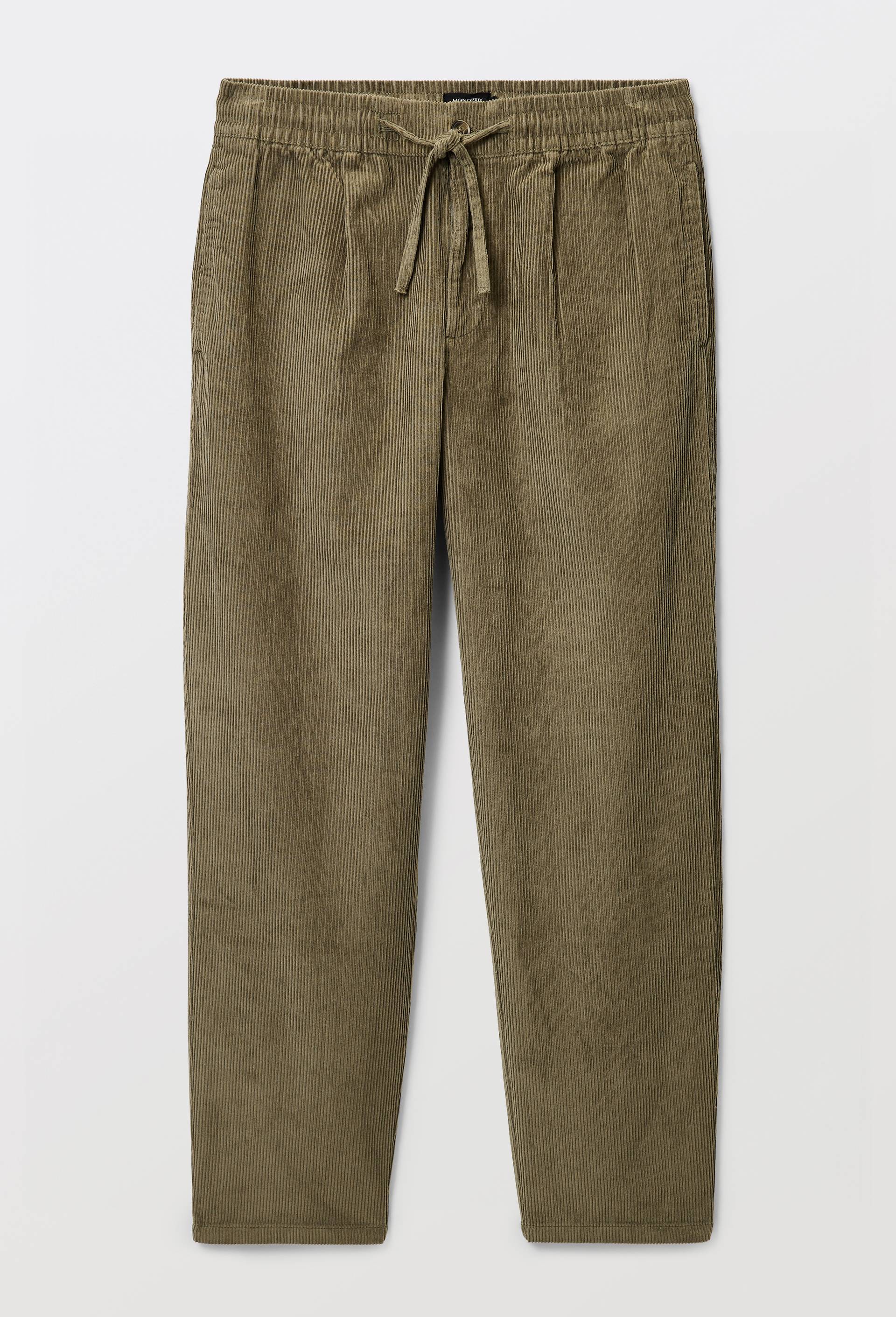 Pantalon en velours &agrave; pinces taille &eacute;lastiqu&eacute;e en coton BIO GOTS, Vert clair, large image number 2