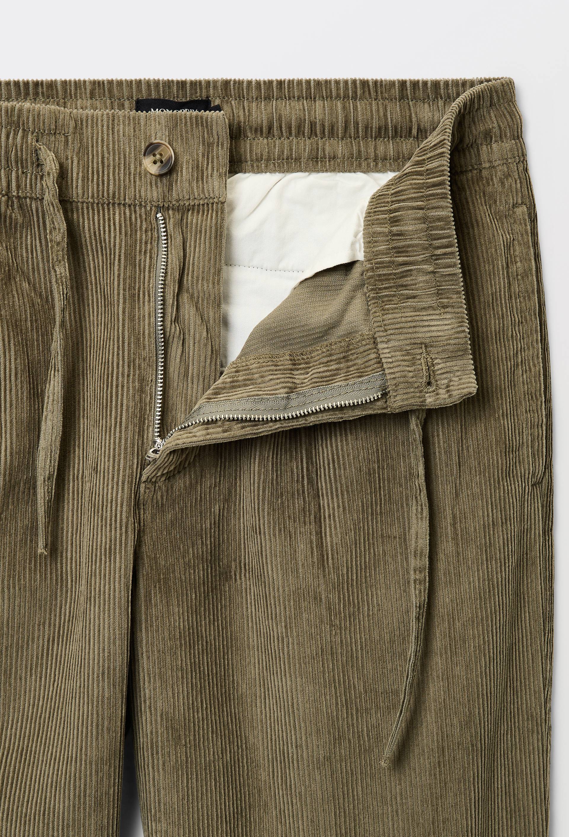 Pantalon en velours &agrave; pinces taille &eacute;lastiqu&eacute;e en coton BIO GOTS, Vert clair, large image number 4