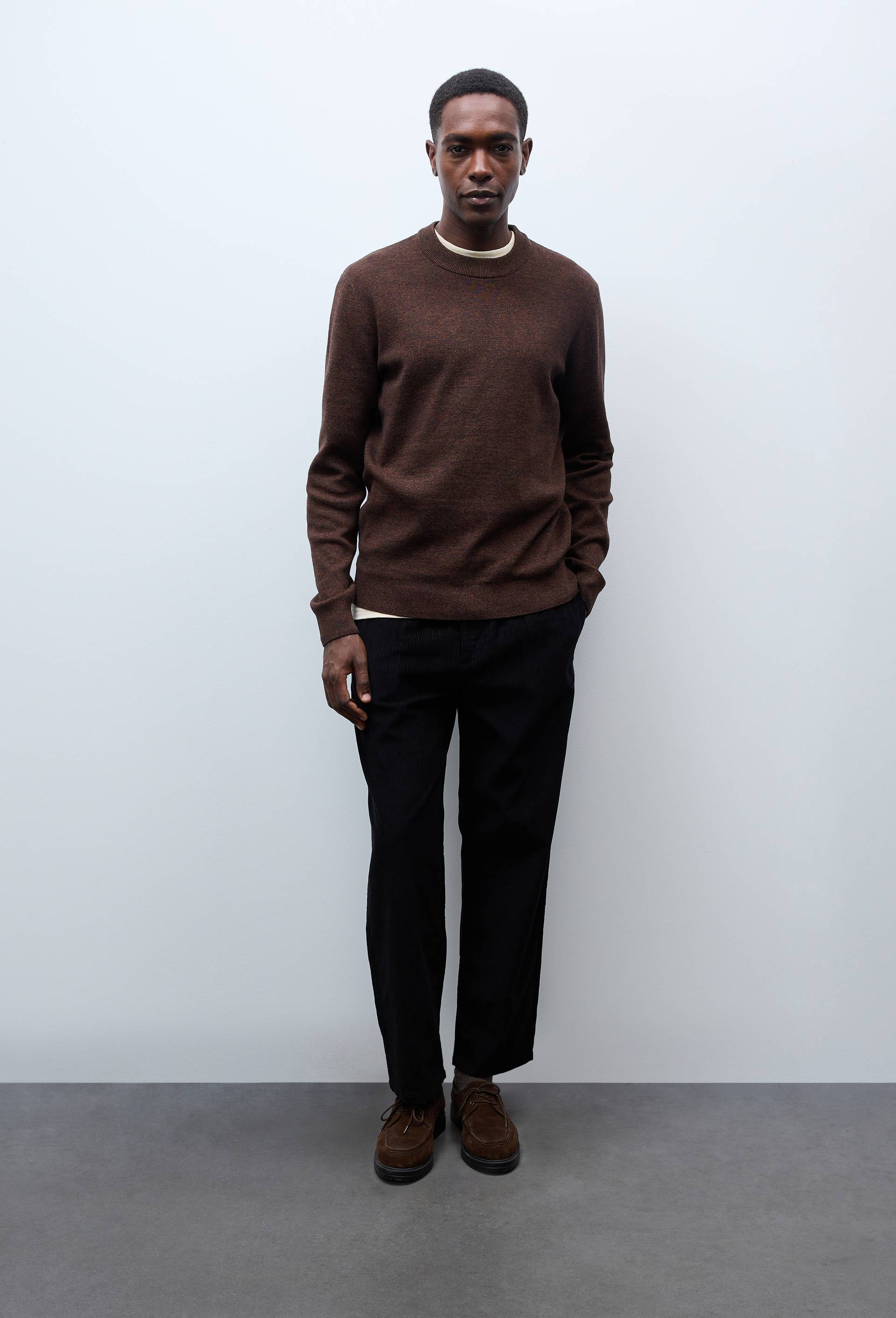 Pantalon en velours &agrave; pinces taille &eacute;lastiqu&eacute;e en coton BIO GOTS, Gris fonc&eacute;, swatch image