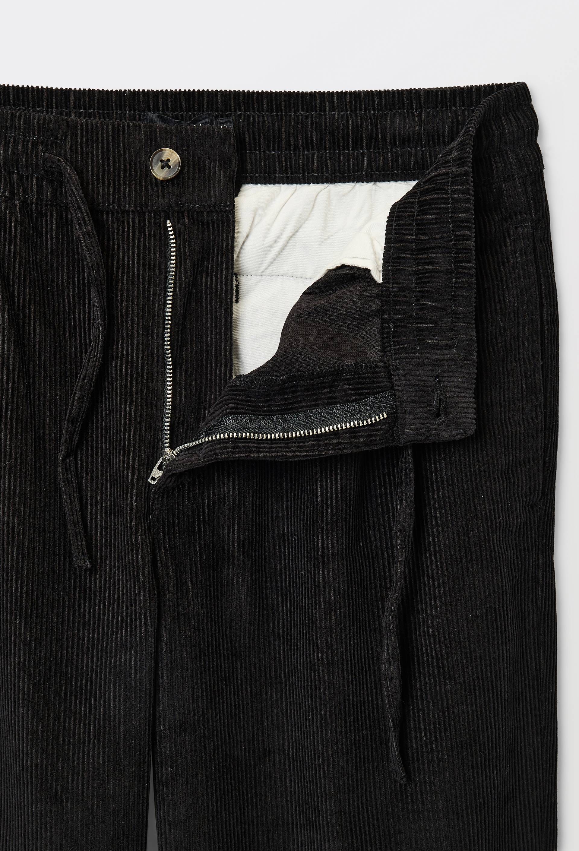 Pantalon en velours &agrave; pinces taille &eacute;lastiqu&eacute;e en coton BIO GOTS, Gris fonc&eacute;, large image number 4