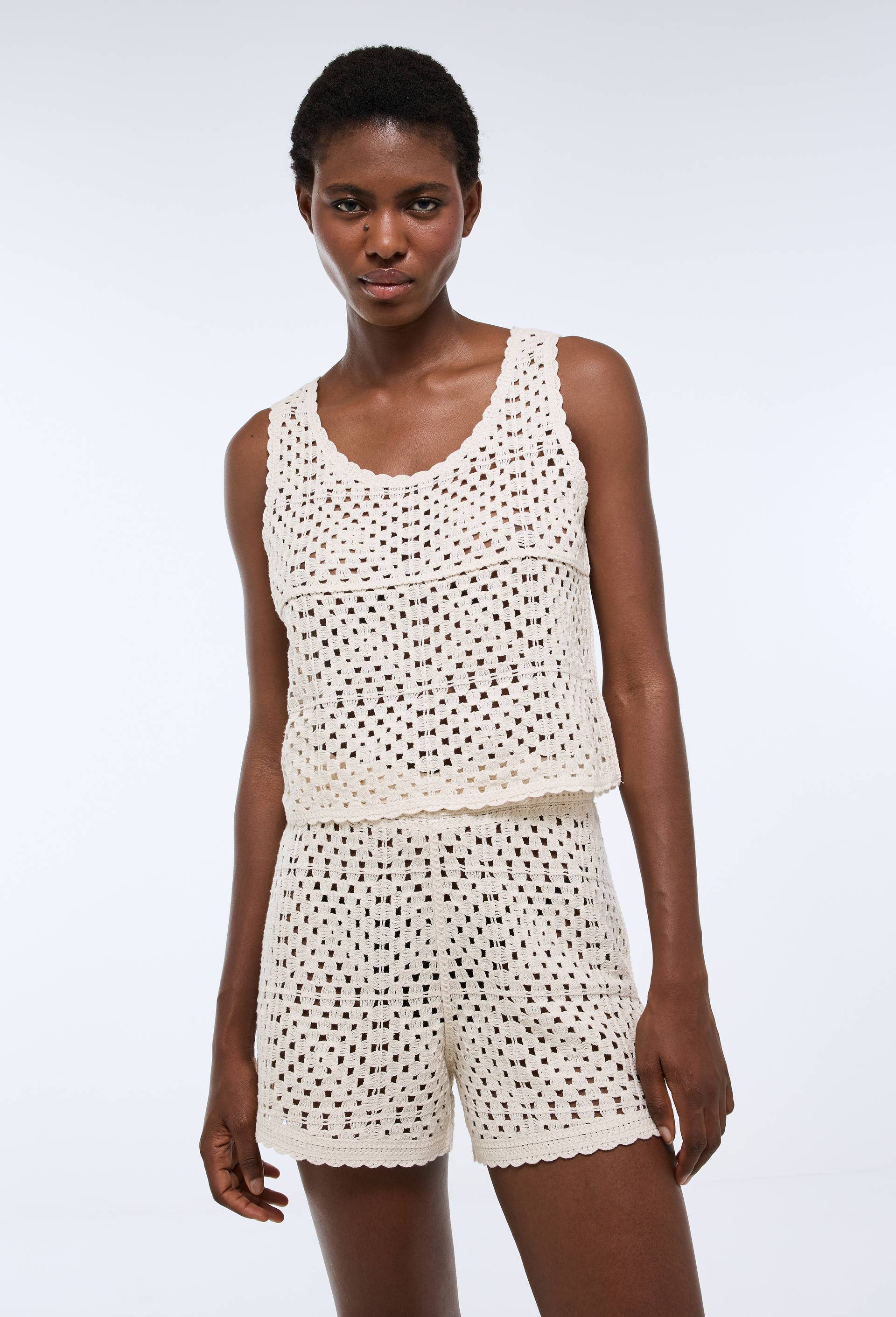 Short en crochet, Beige, large image number 0