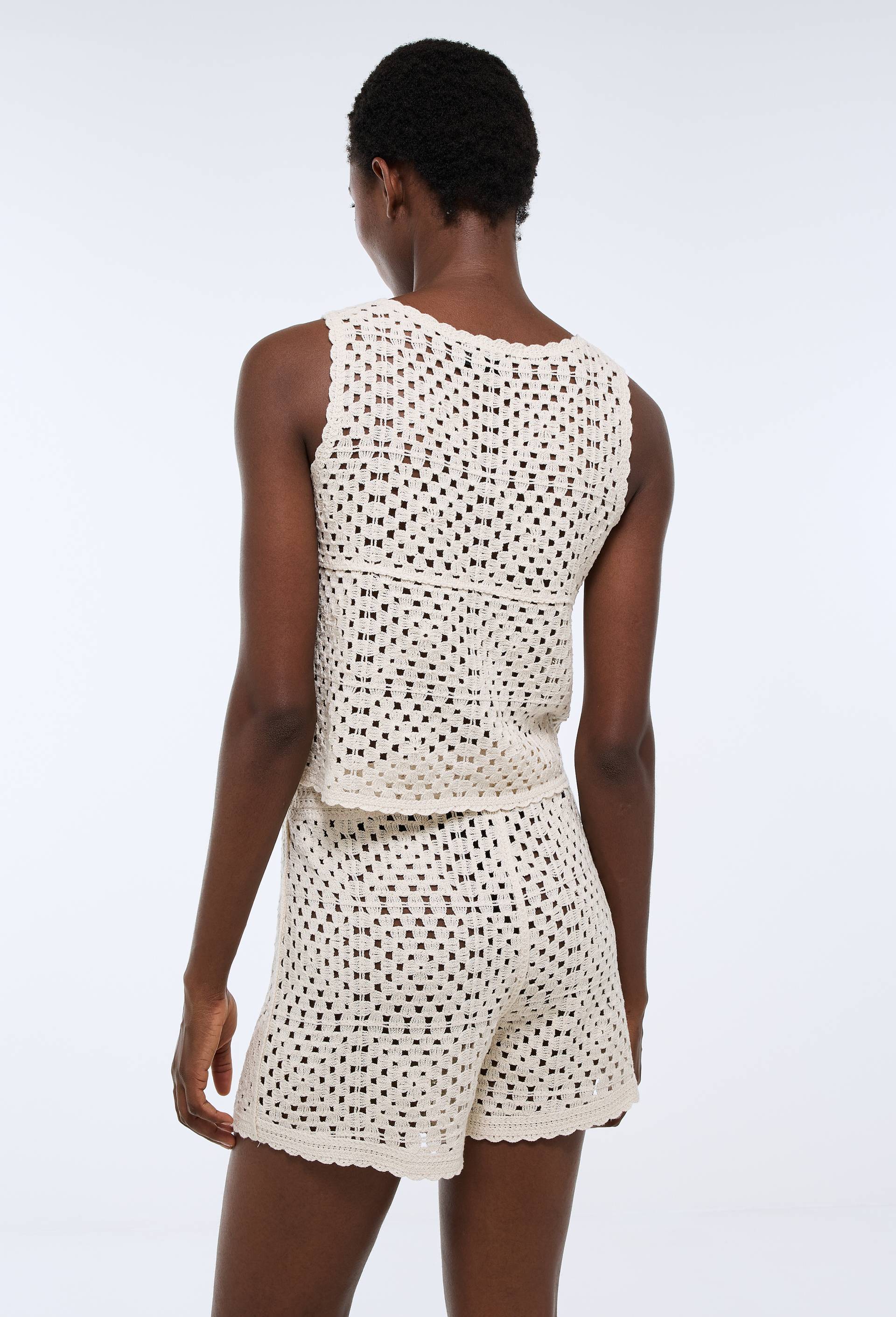 Short en crochet, Beige, large image number 1