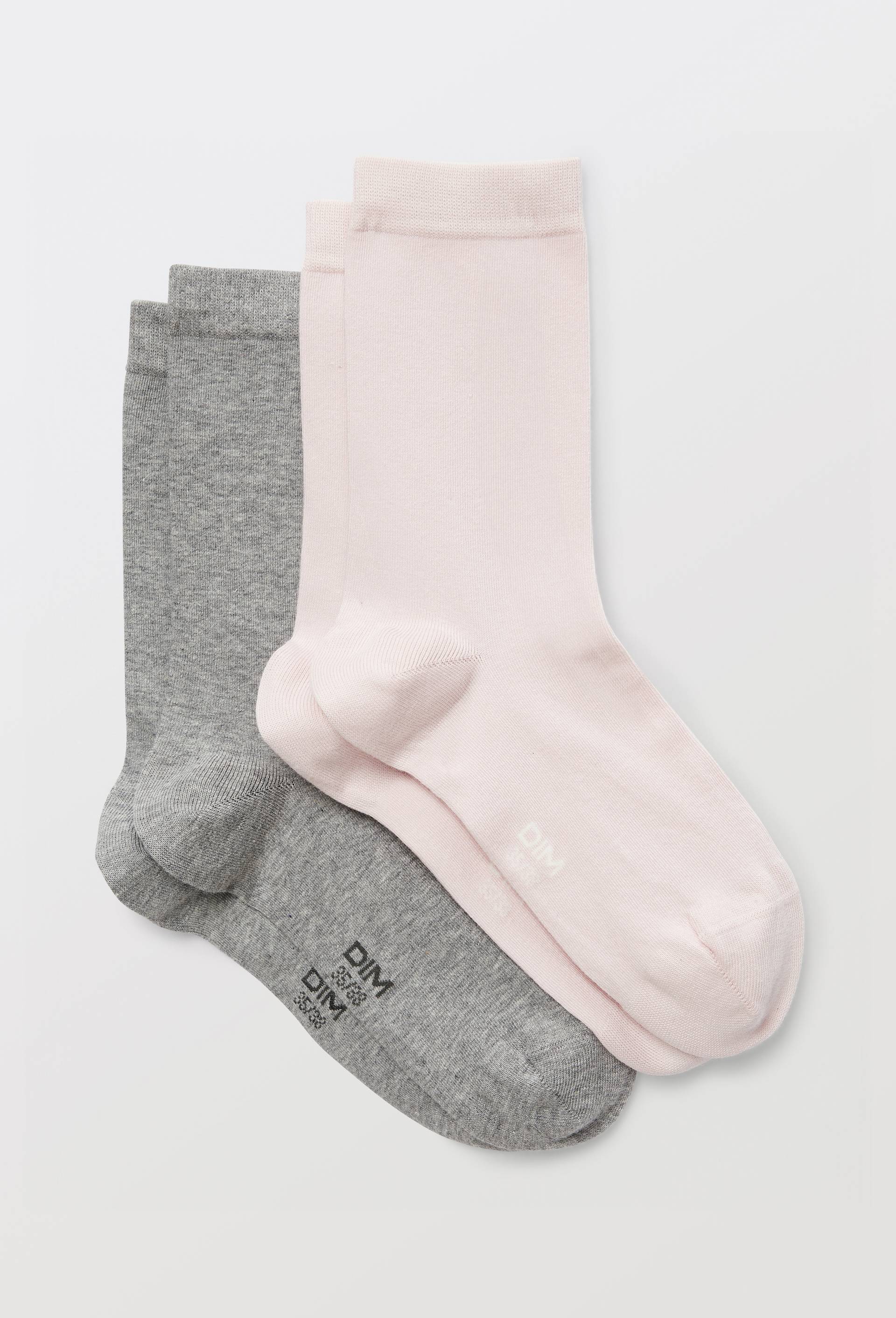 Lot de 2 chaussettes en coton DIM, Rose clair, swatch image