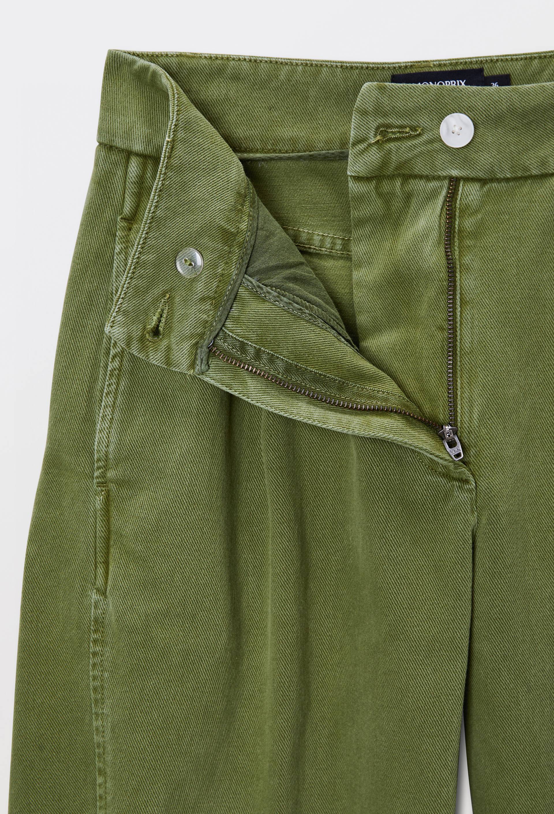 Pantalon barrel en coton, poches c&ocirc;t&eacute;s, Vert fonc&eacute;, large image number 5