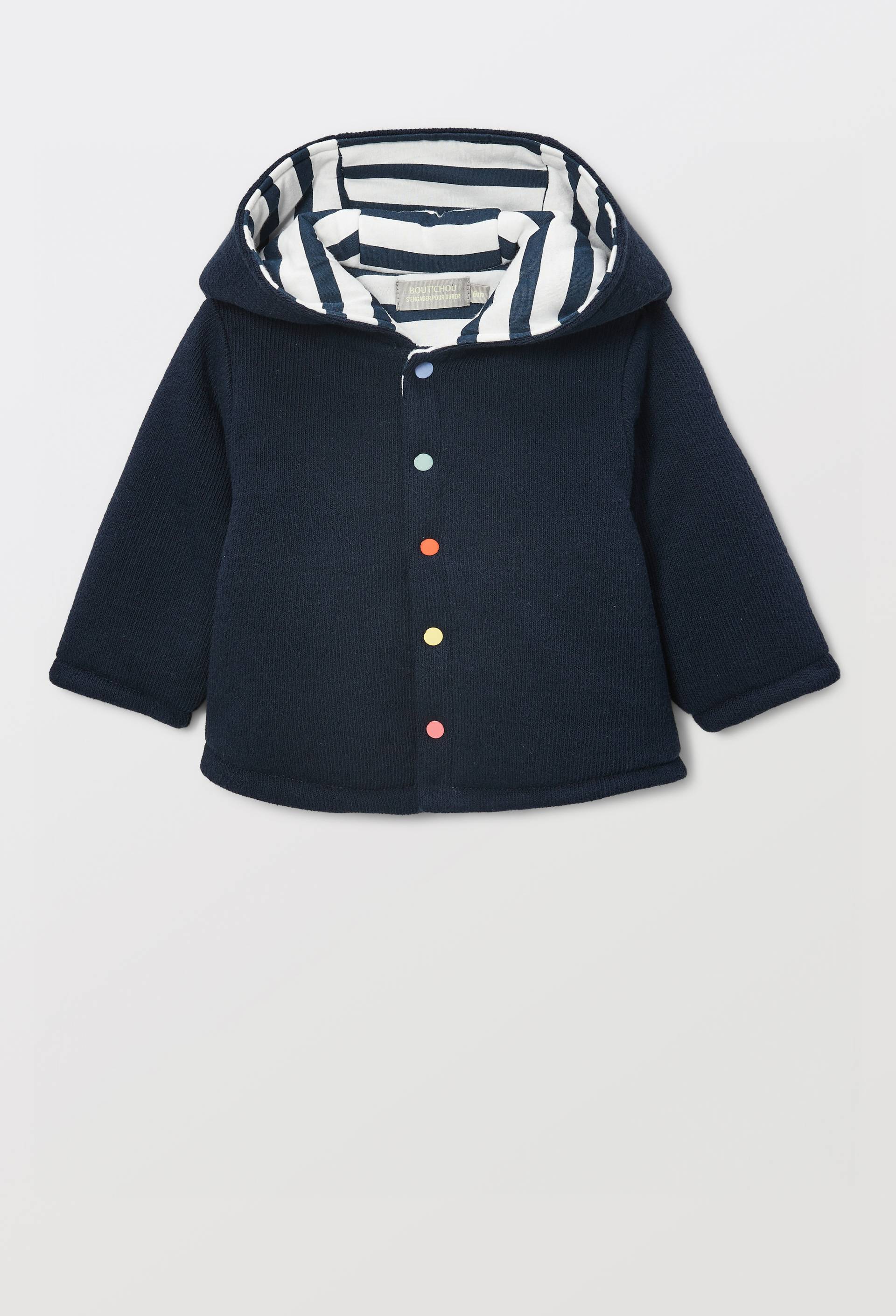 Veste &agrave; capuche unie en coton, Bleu fonc&eacute;, large image number 0