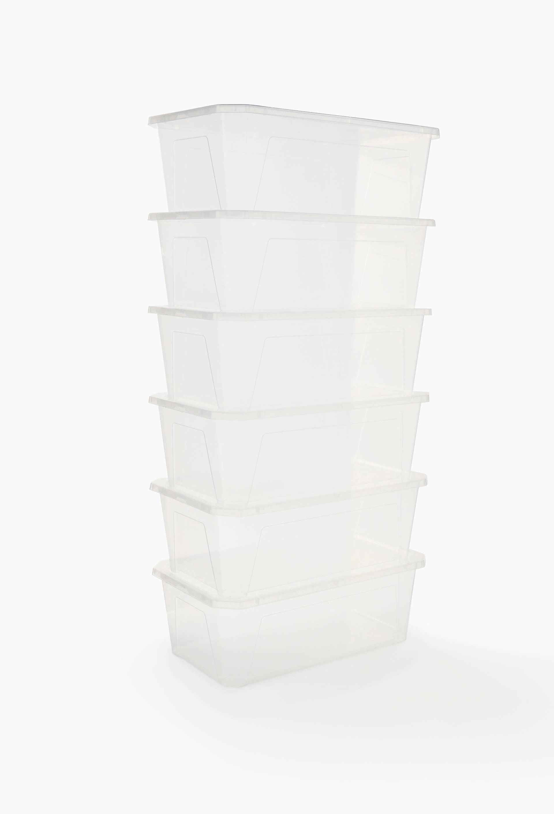 Lot de 6 bo&icirc;tes de rangement 6L, L.35,5 x l.20,5 x h.18,7 cm, Transparent, large image number 0.0