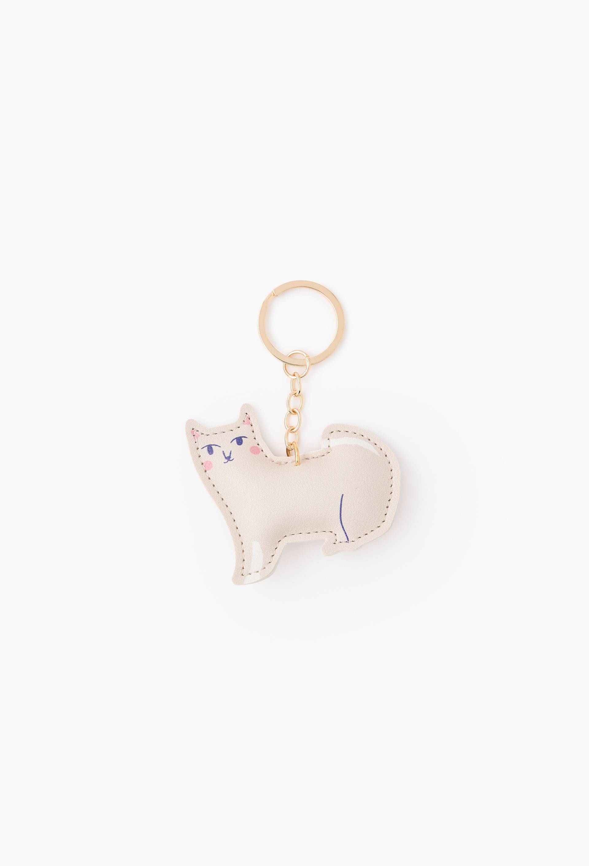 Porte clefs chat, Ecru, large image number 0.0