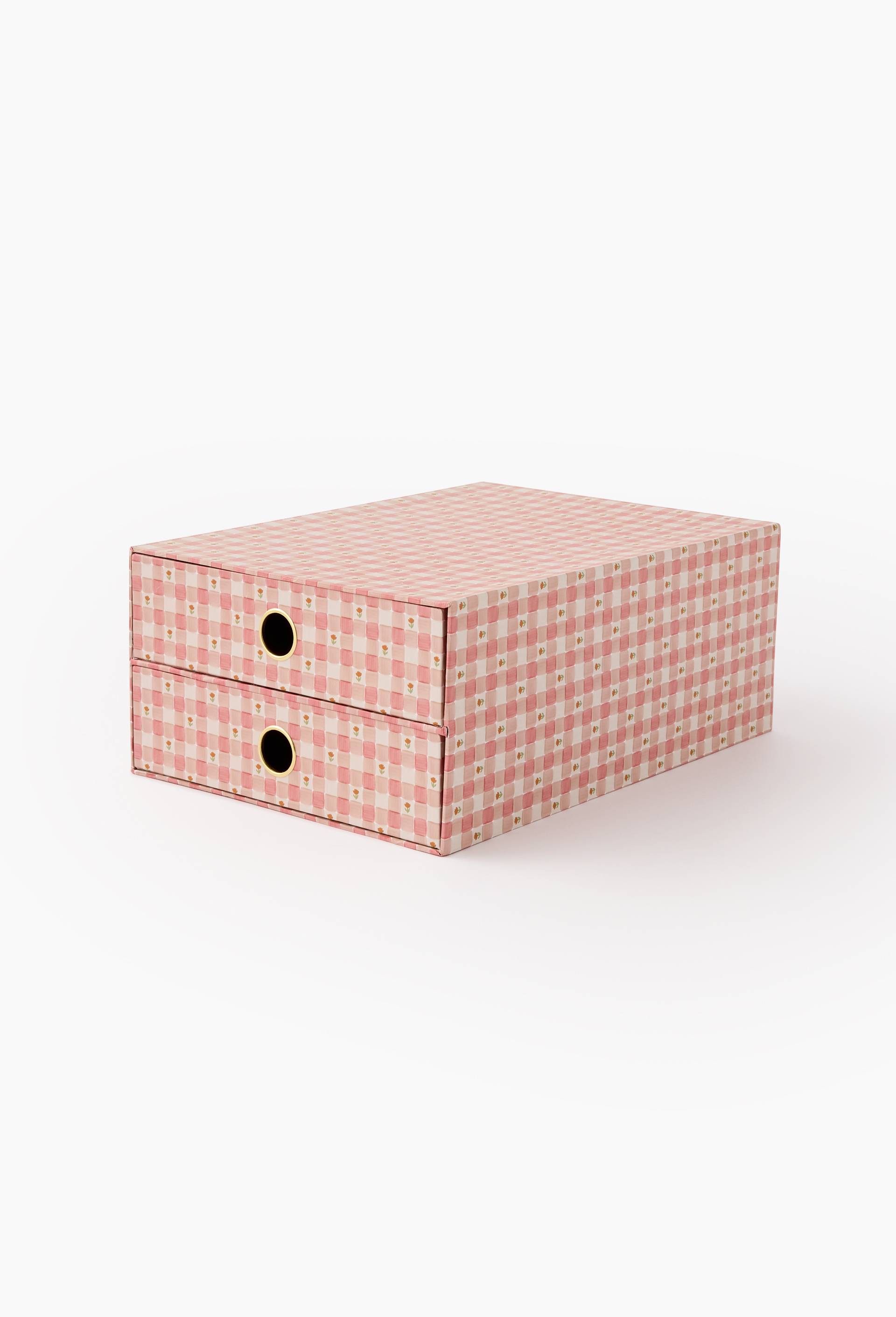 Boite de rangement 2 tiroirs, Rose, large image number 0