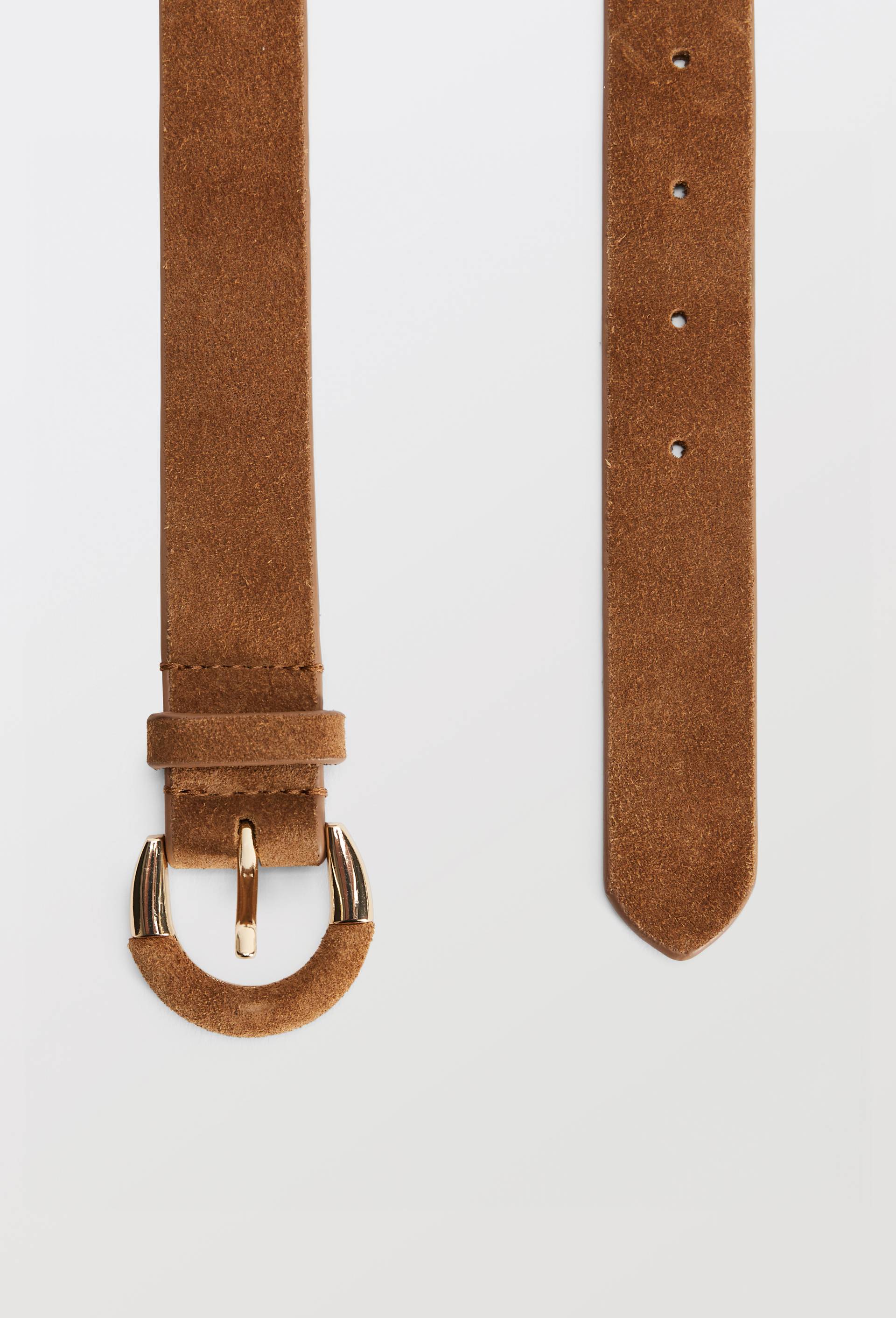 Ceinture en cuir avec boucle recouverte, Brun clair, large image number 1