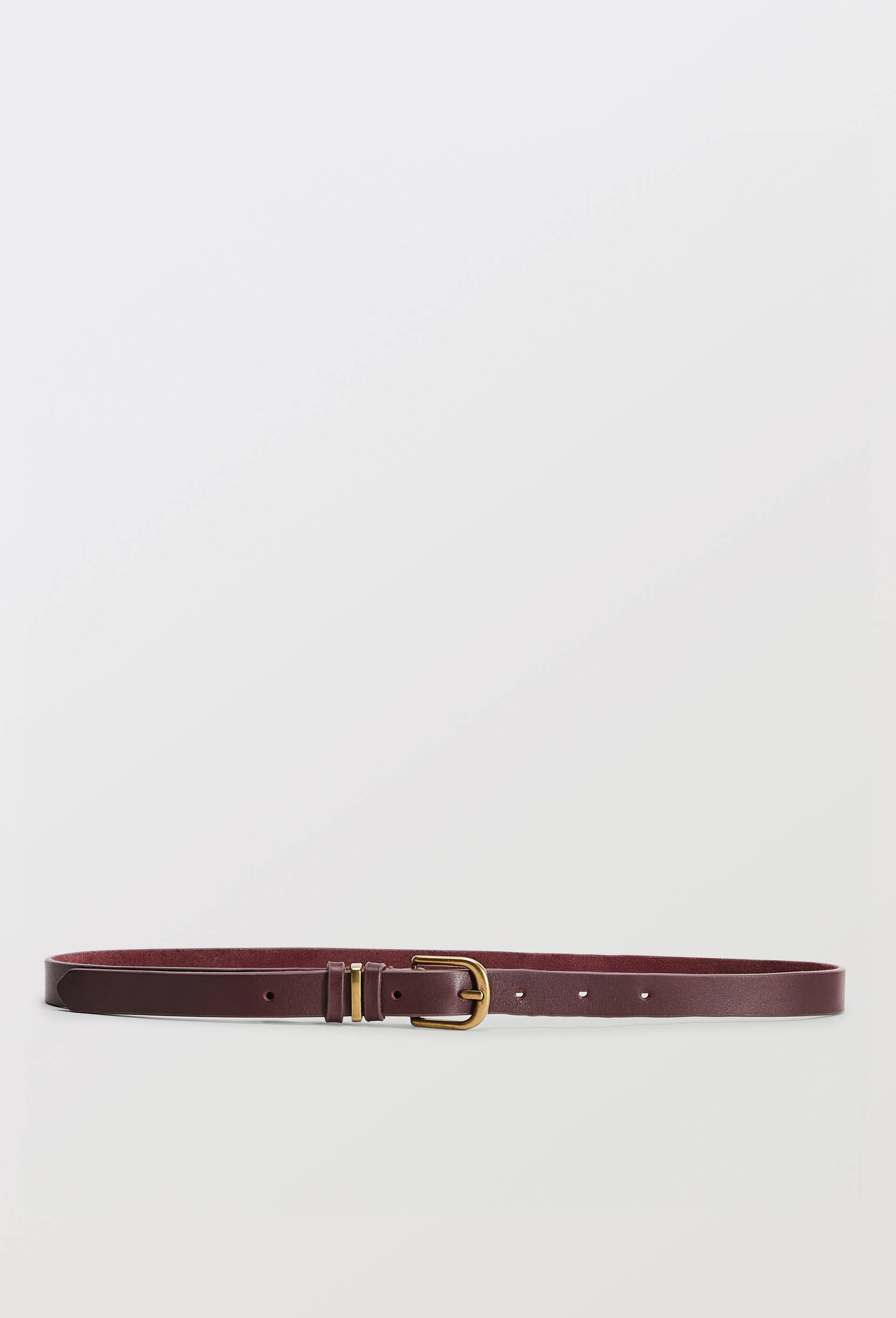 Ceinture en cuir avec passant en m&eacute;tal, Rouge fonc&eacute;, swatch image