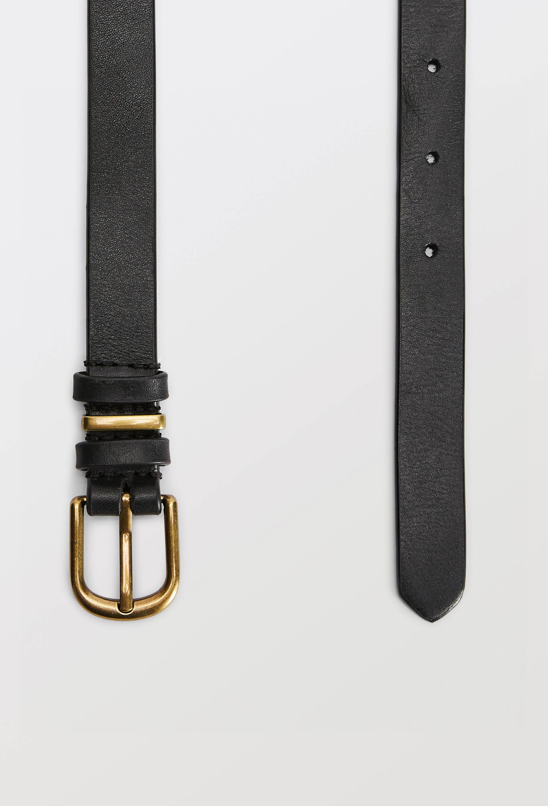 Ceinture en cuir avec passant en m&eacute;tal, Noir, large image number 1