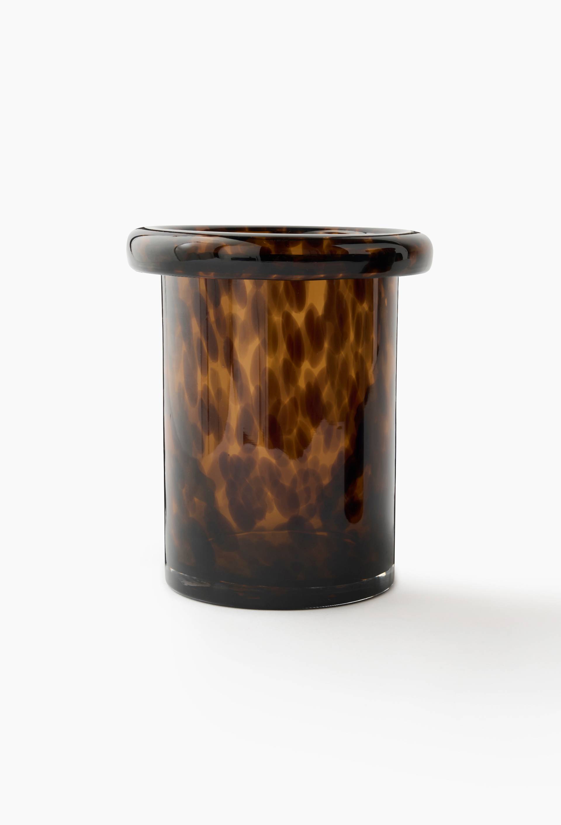 Vase droit, H19x14cm, en verre, Jaune fonc&eacute;, large image number 0.0