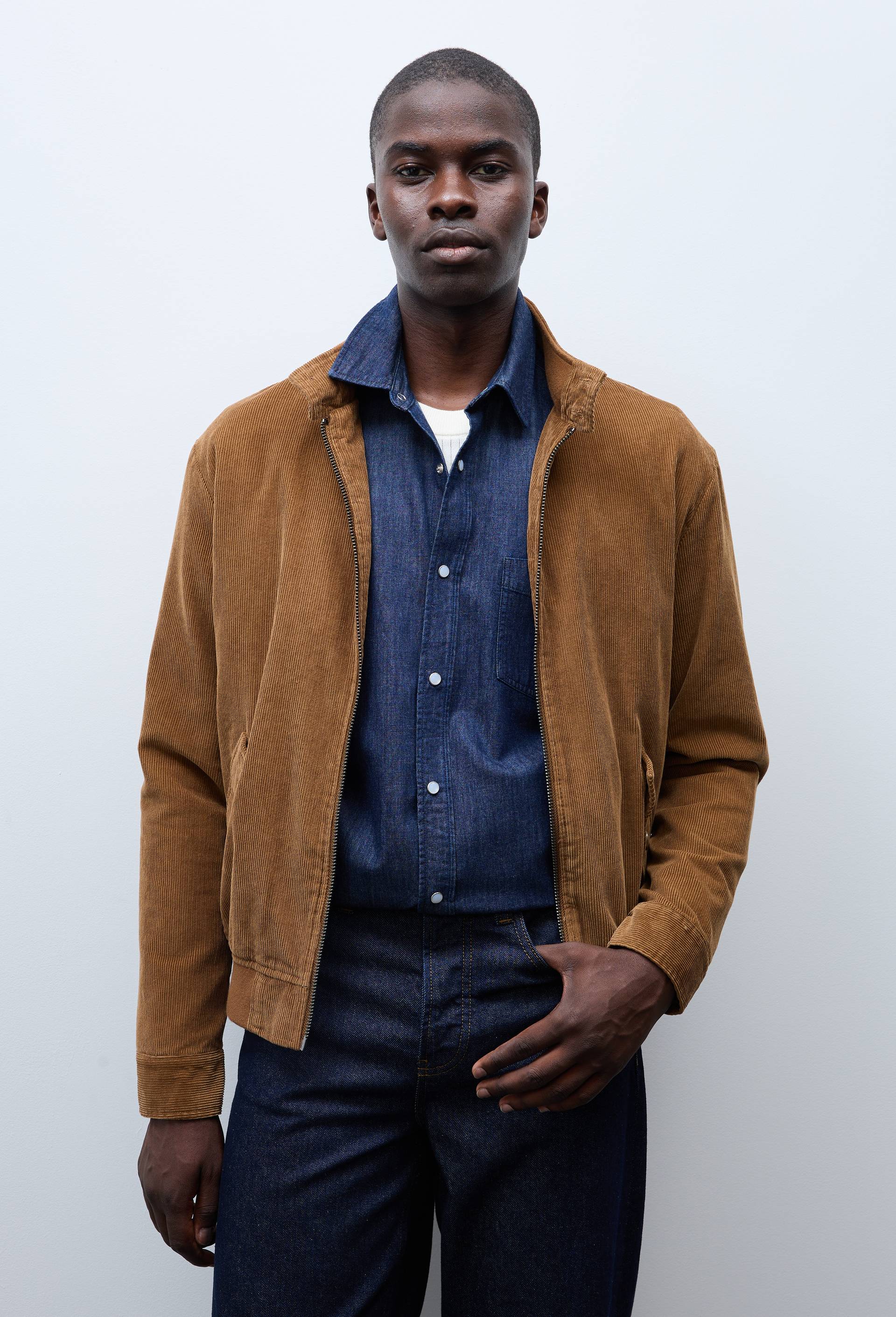 Veste col montant en velours, Beige, large image number 0