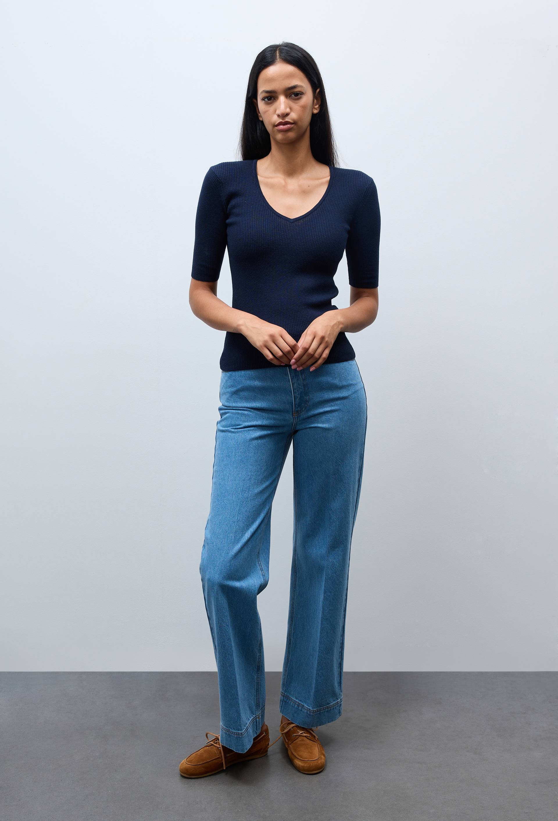 Jean taille haute large, Bleu, large image number 0.0