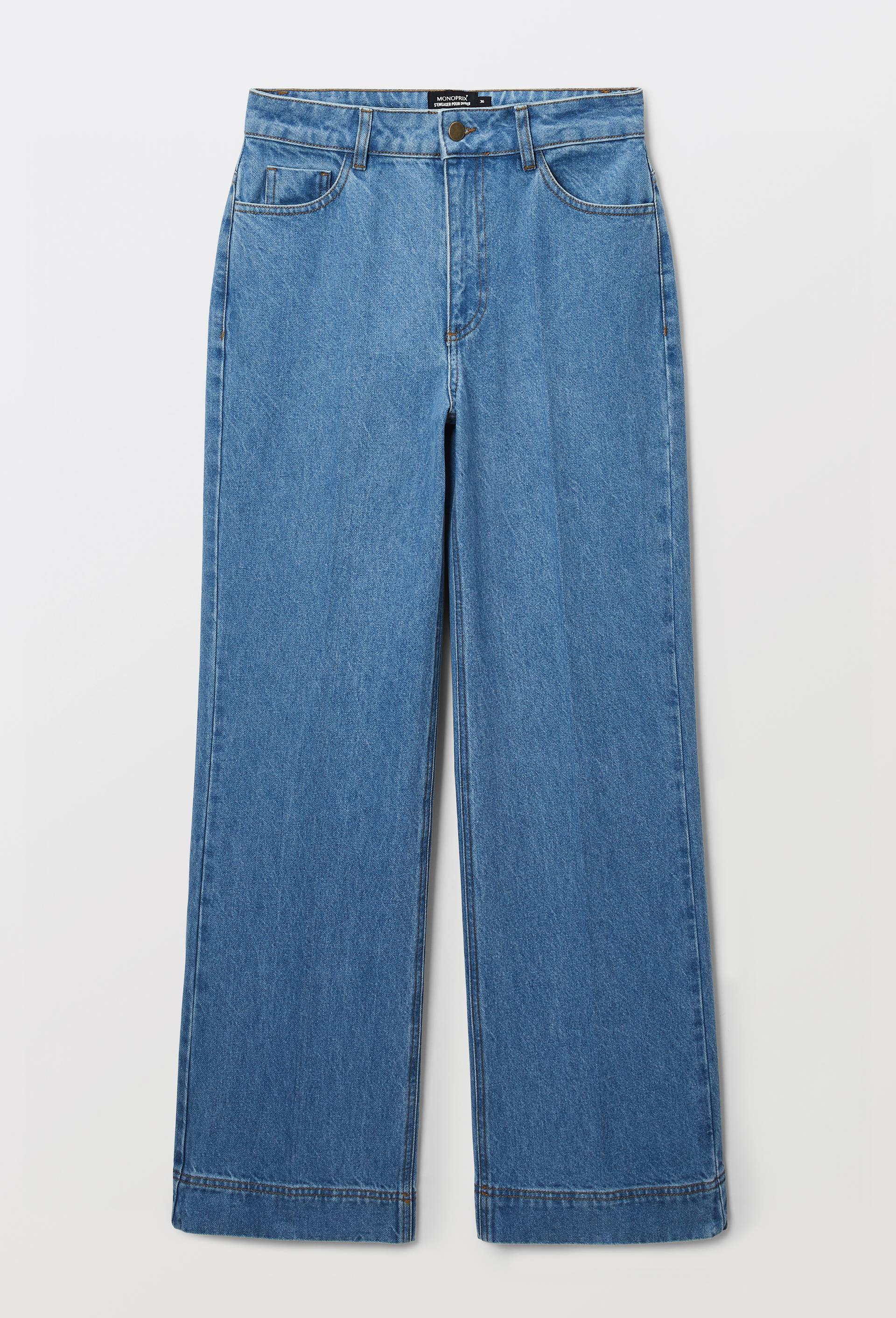 Jean taille haute large, Bleu, large image number 2.0