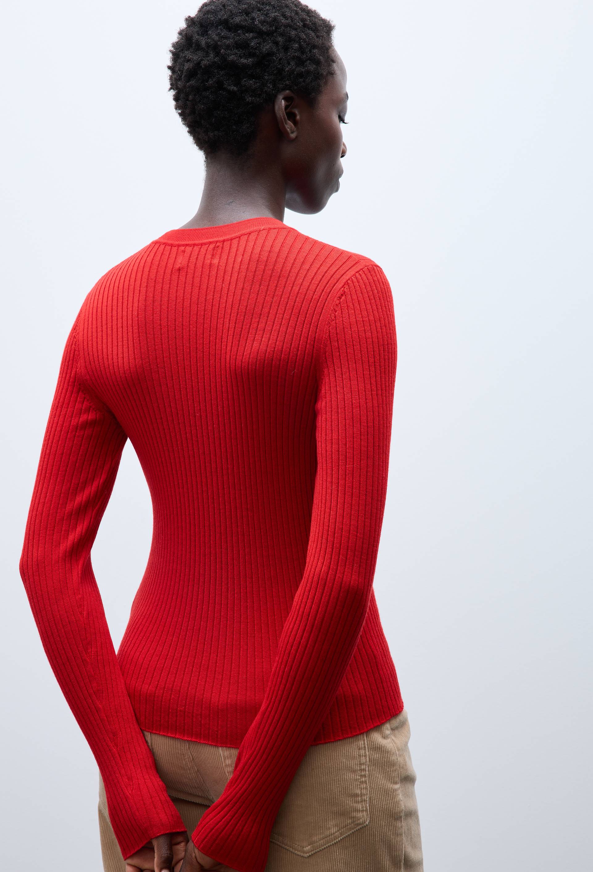 Pull col rond en laine, Rouge, large image number 1.0
