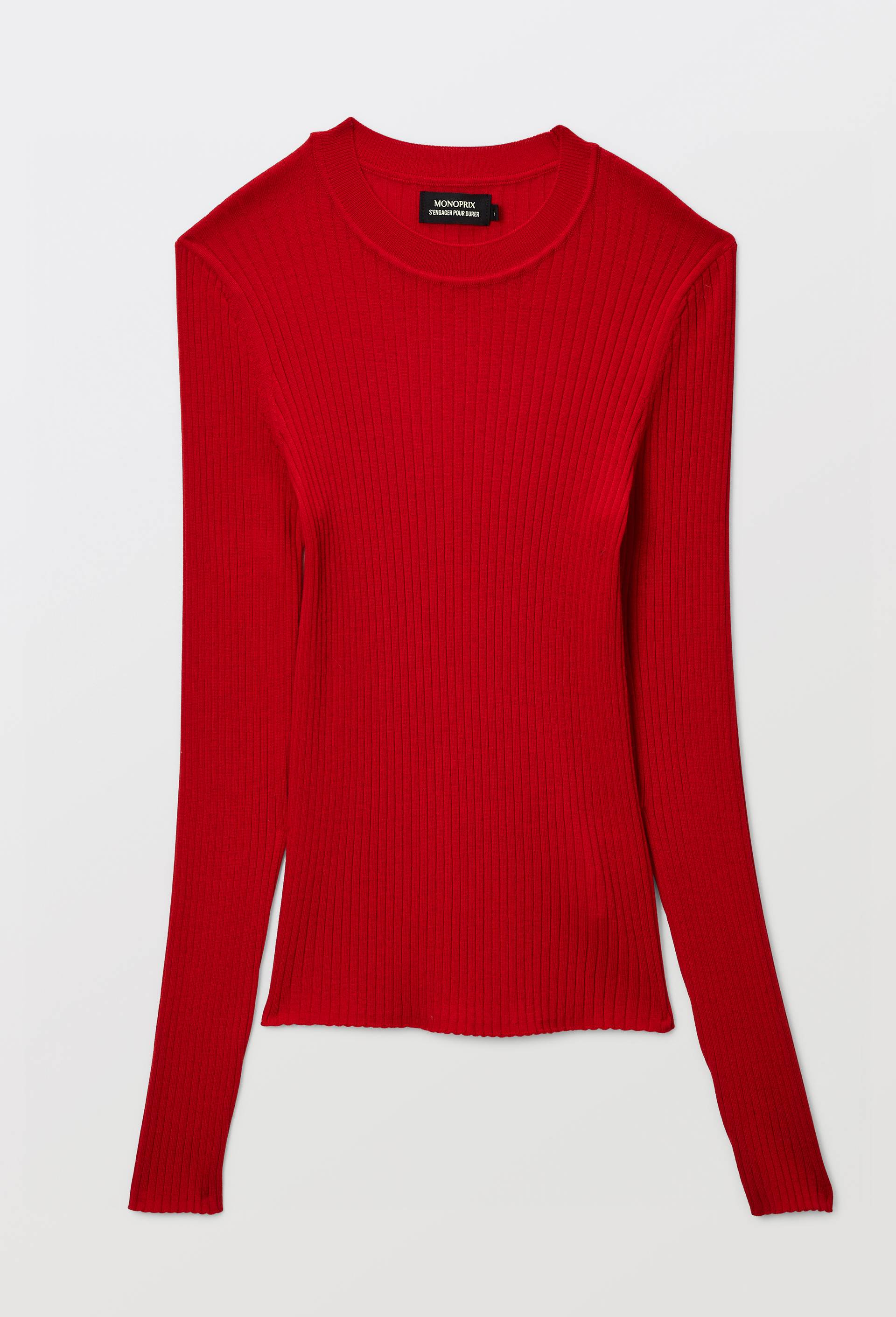 Pull col rond en laine, Rouge, large image number 2