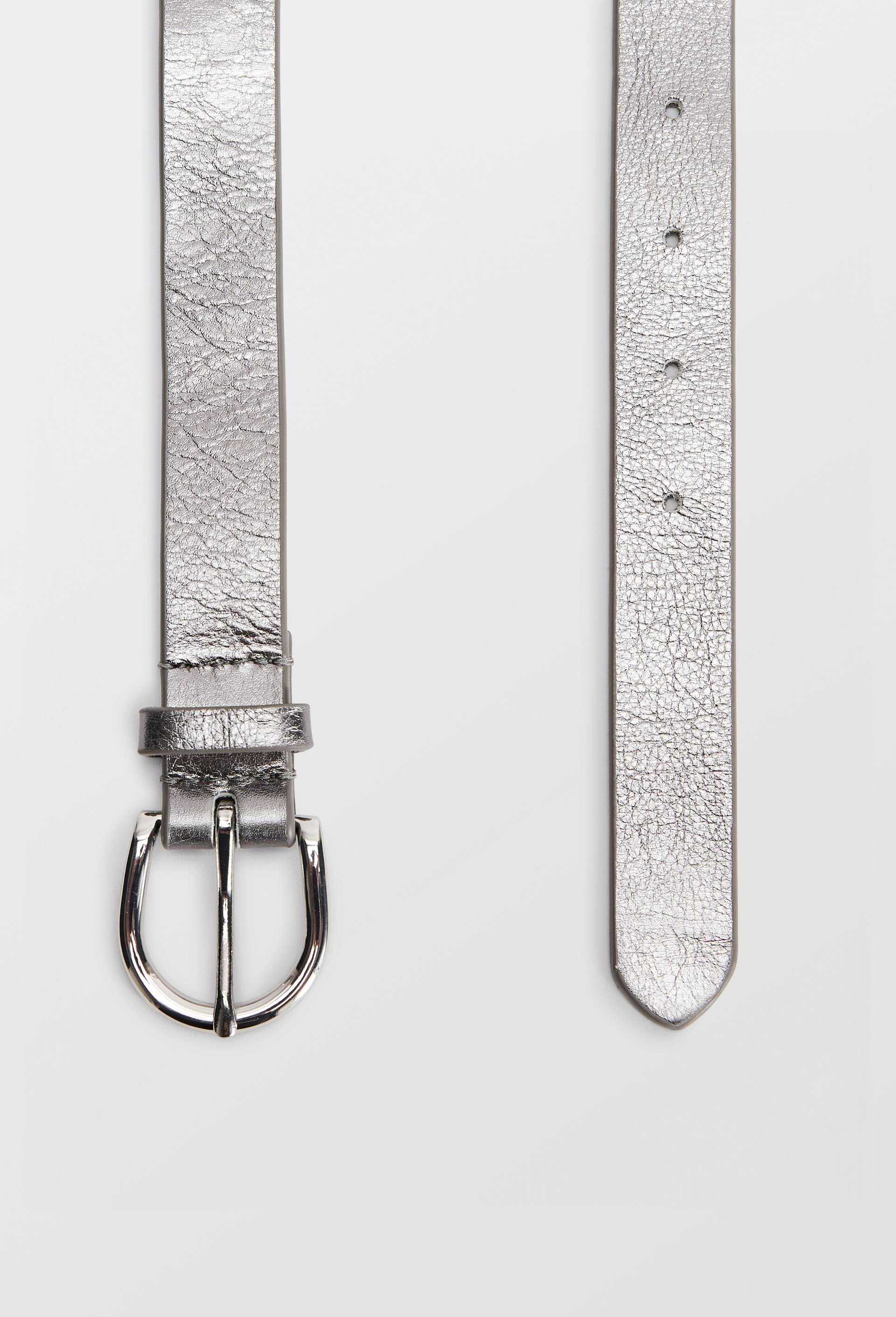 Ceinture 3 cm en cuir, Argent, large image number 1