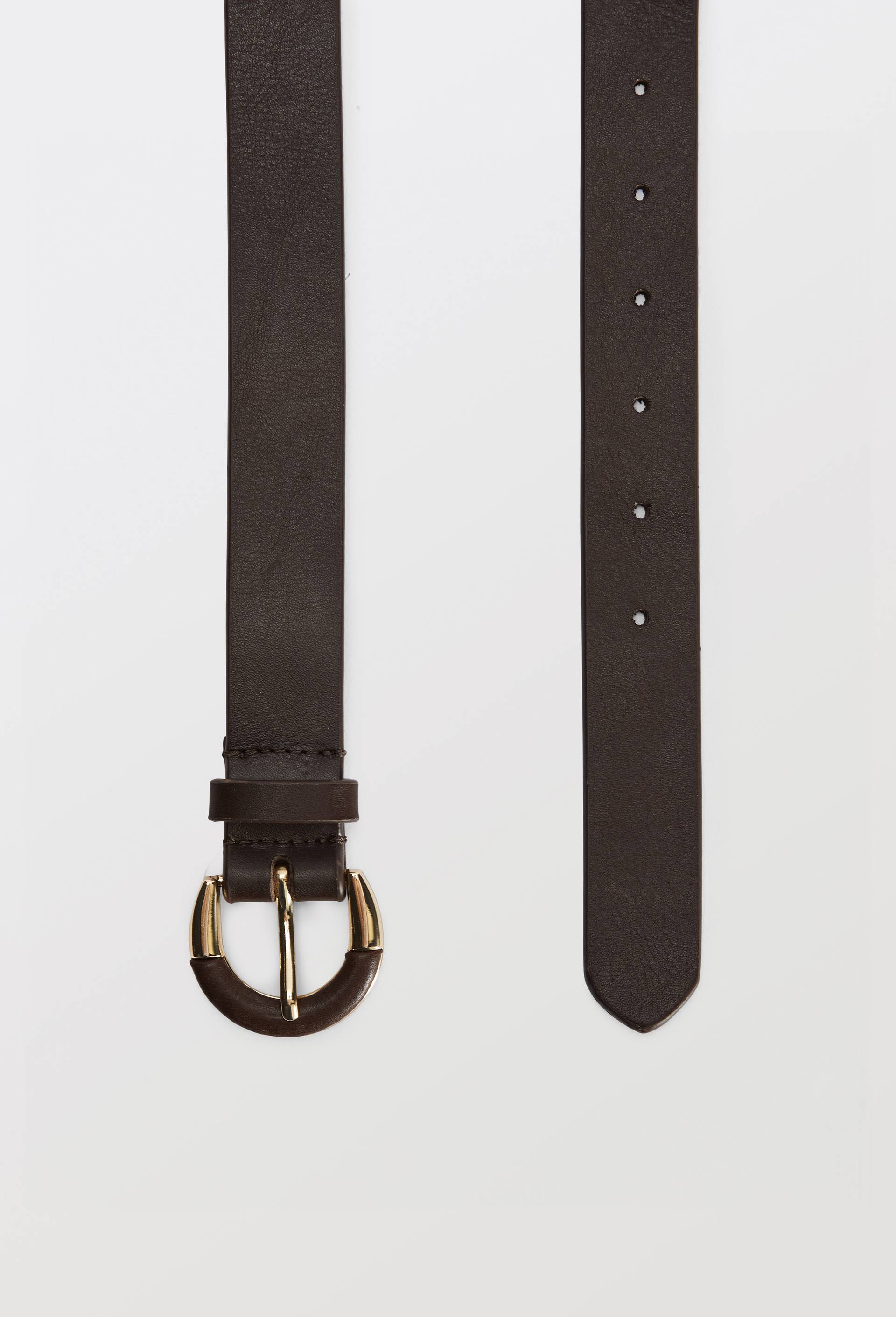Ceinture en cuir avec boucle recouverte, Brun fonc&eacute;, large image number 1.0