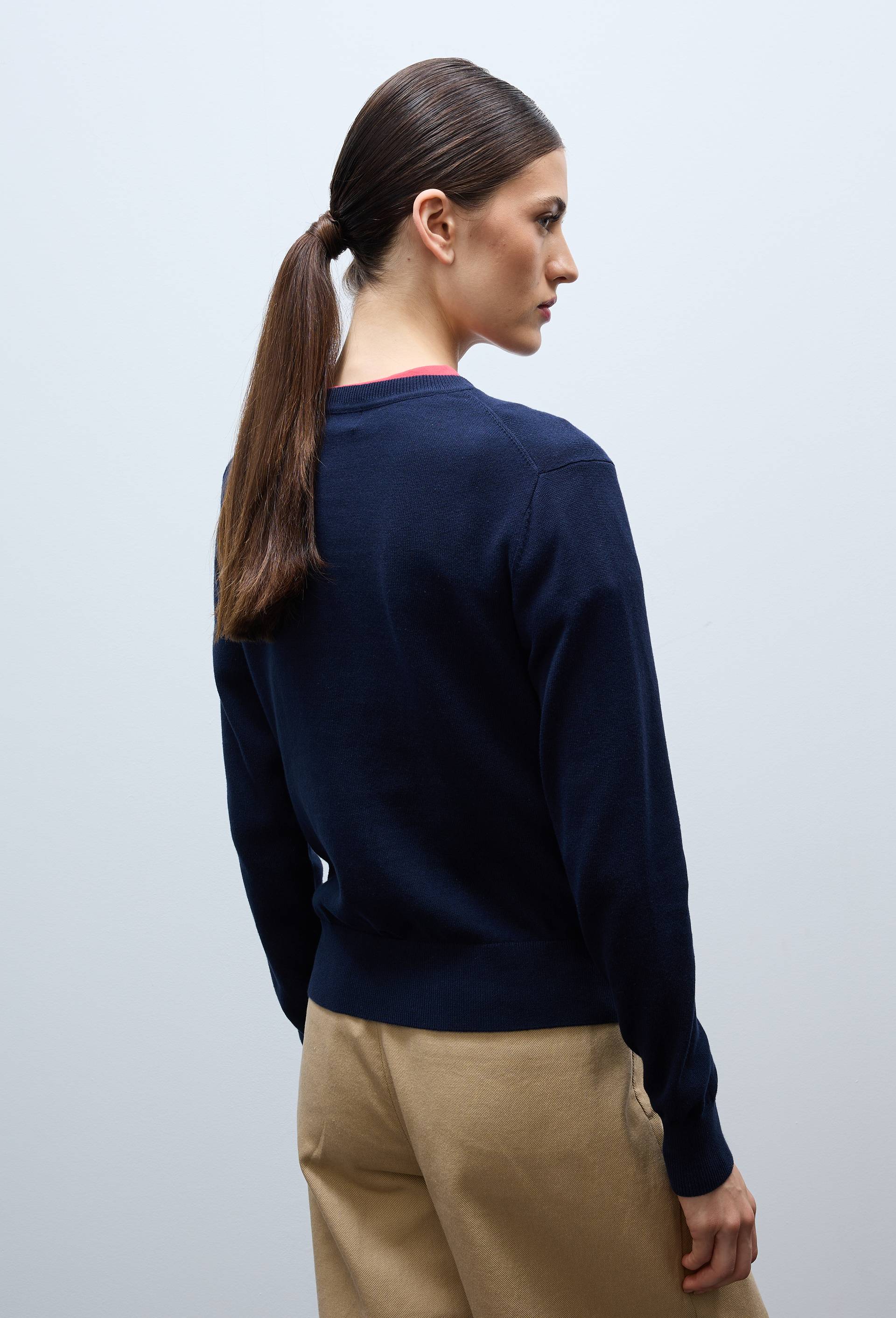 Cardigan en coton en fine maille, Bleu fonc&eacute;, large image number 1