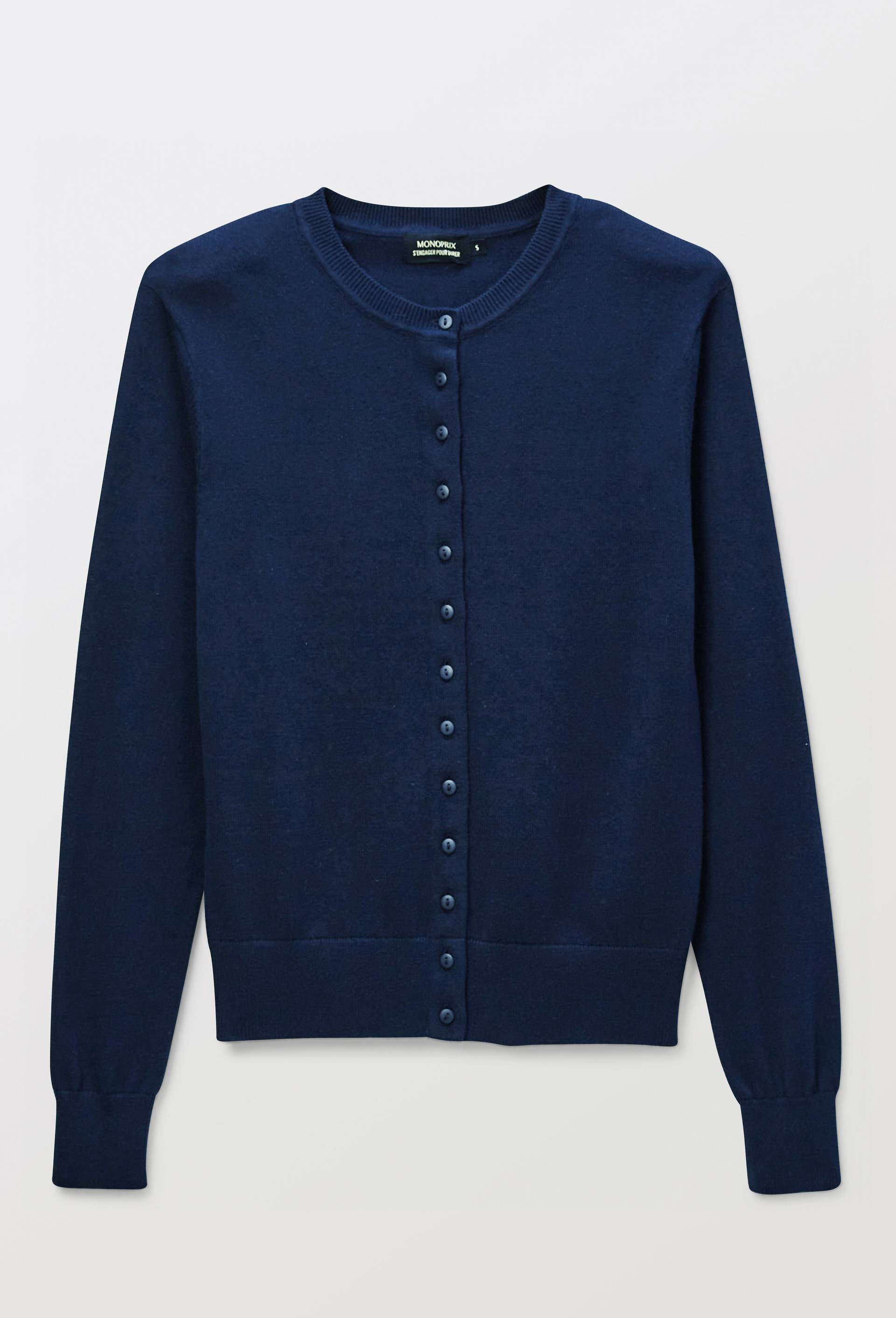 Cardigan en coton en fine maille, Bleu fonc&eacute;, large image number 2.0