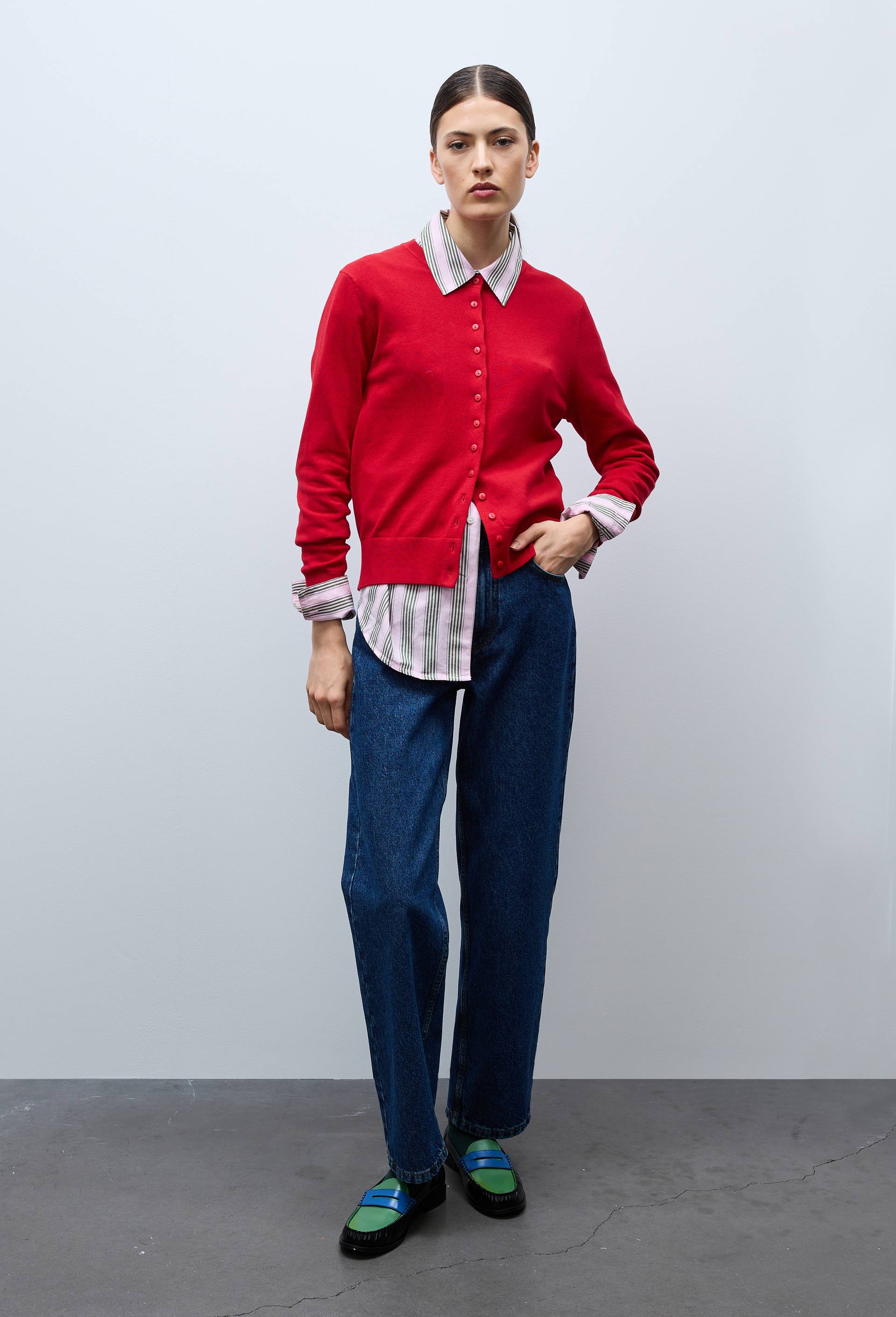 Cardigan en coton en fine maille, Rouge, large image number 1.0