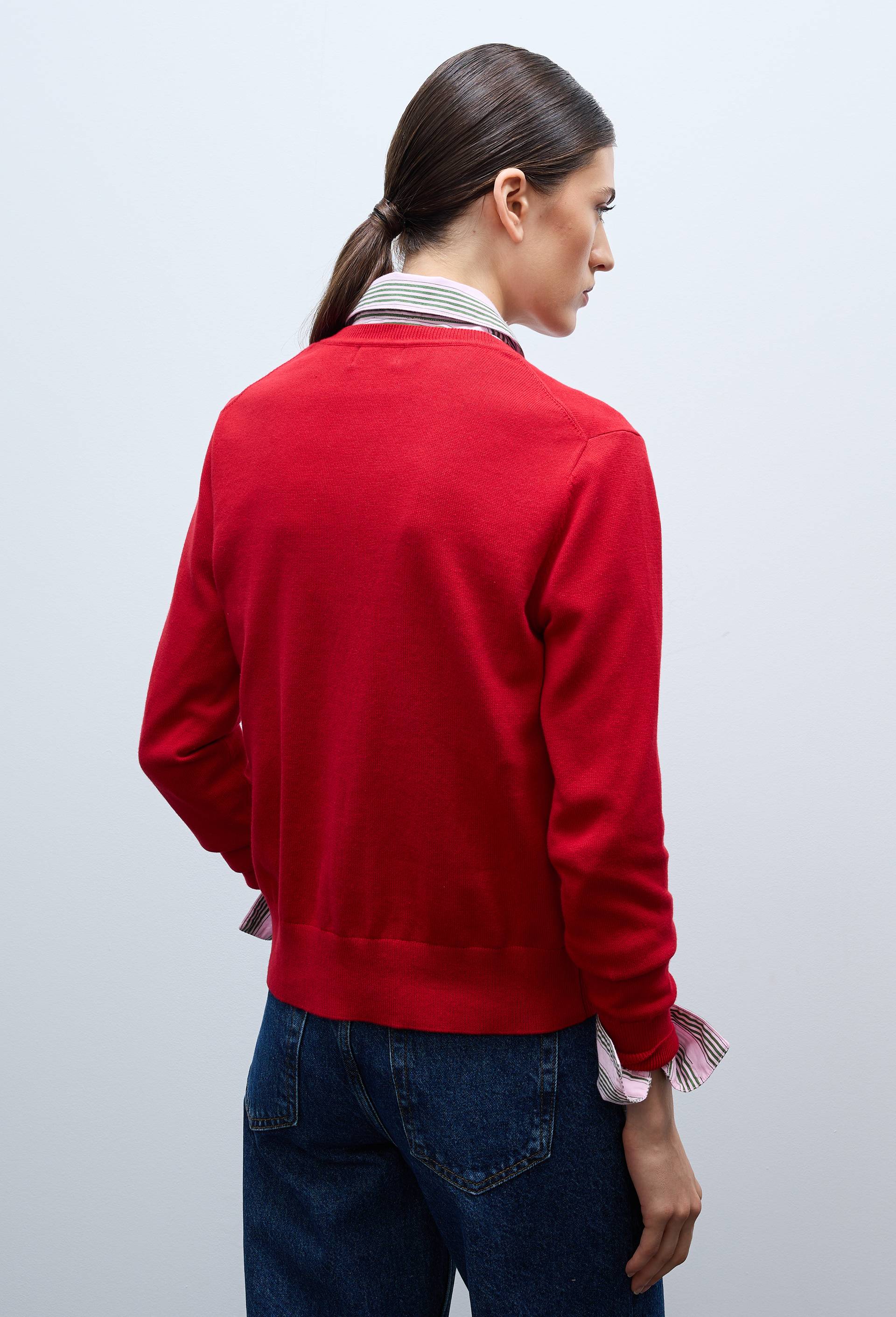 Cardigan en coton en fine maille, Rouge, large image number 2