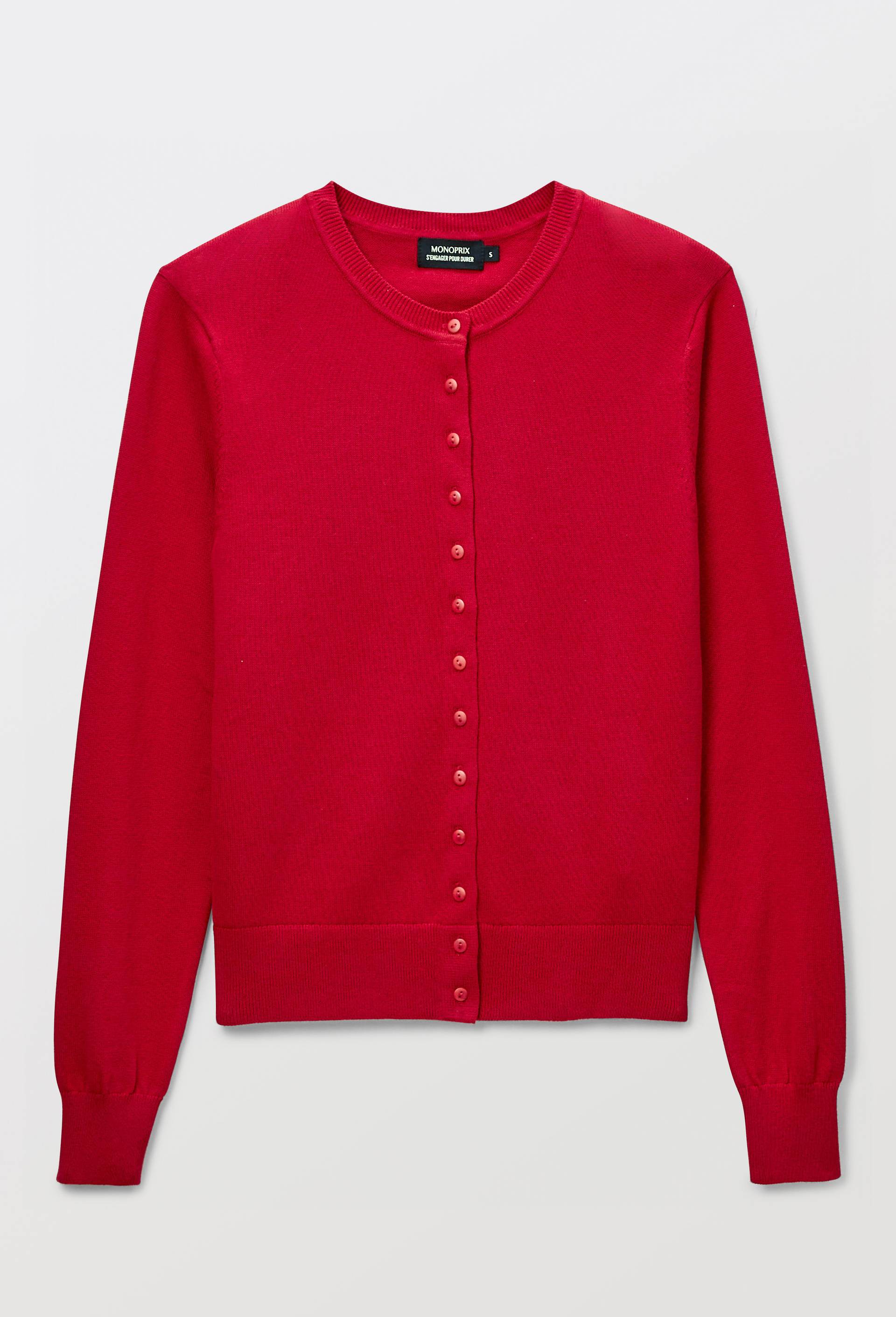 Cardigan en coton en fine maille, Rouge, large image number 3