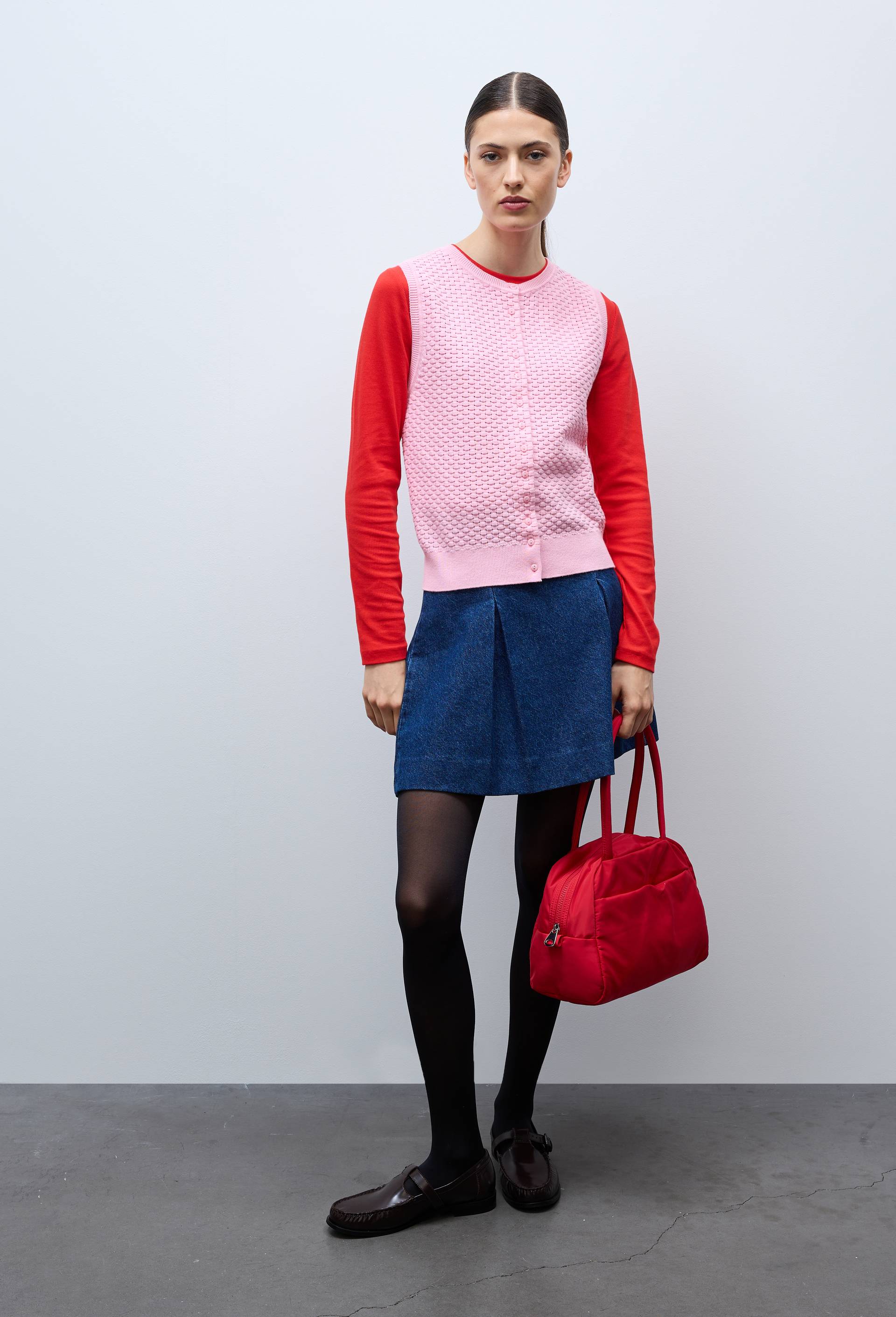 Cardigan sans manches en maille fantaisie, Rose, large image number 1