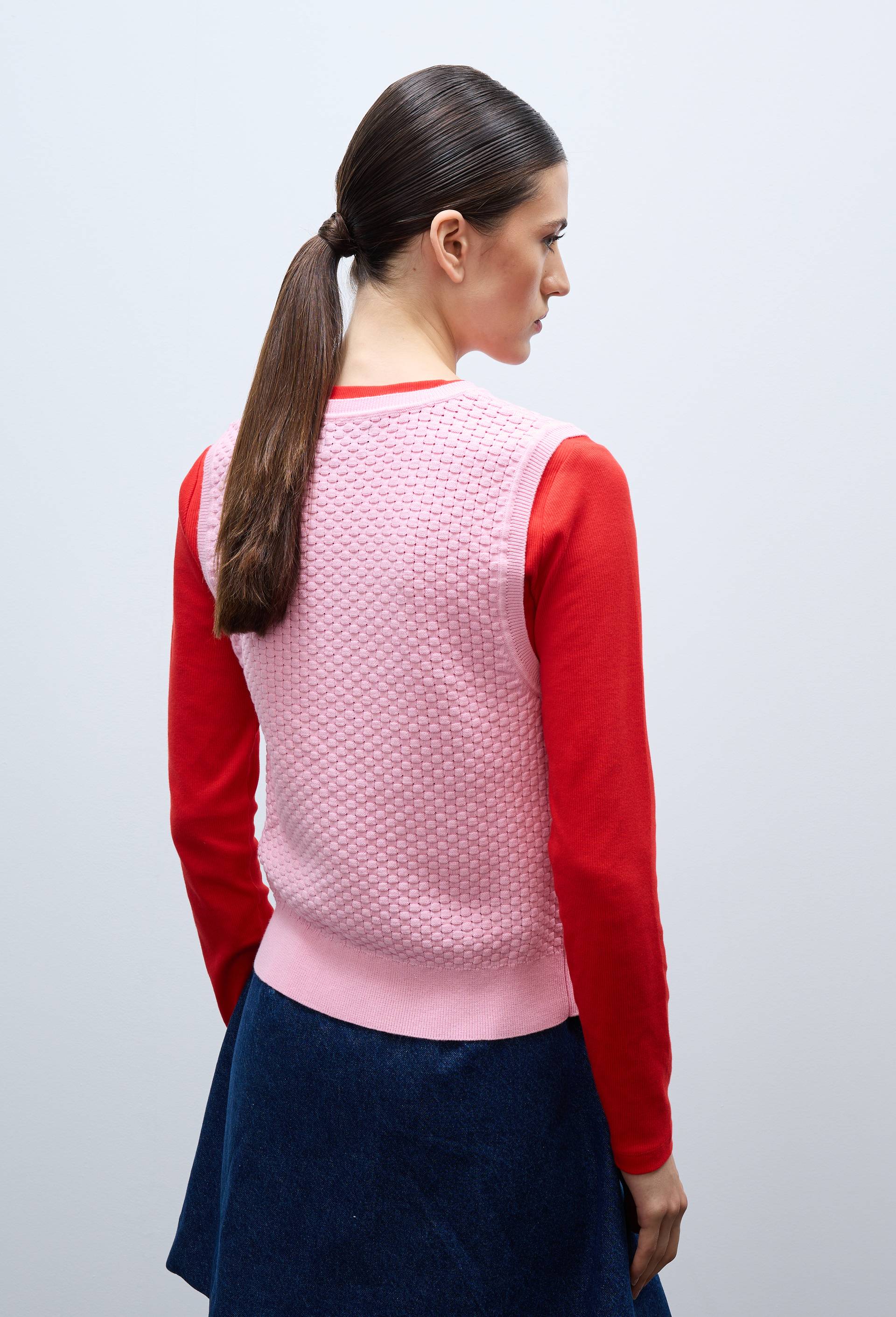 Cardigan sans manches en maille fantaisie, Rose, large image number 2.0
