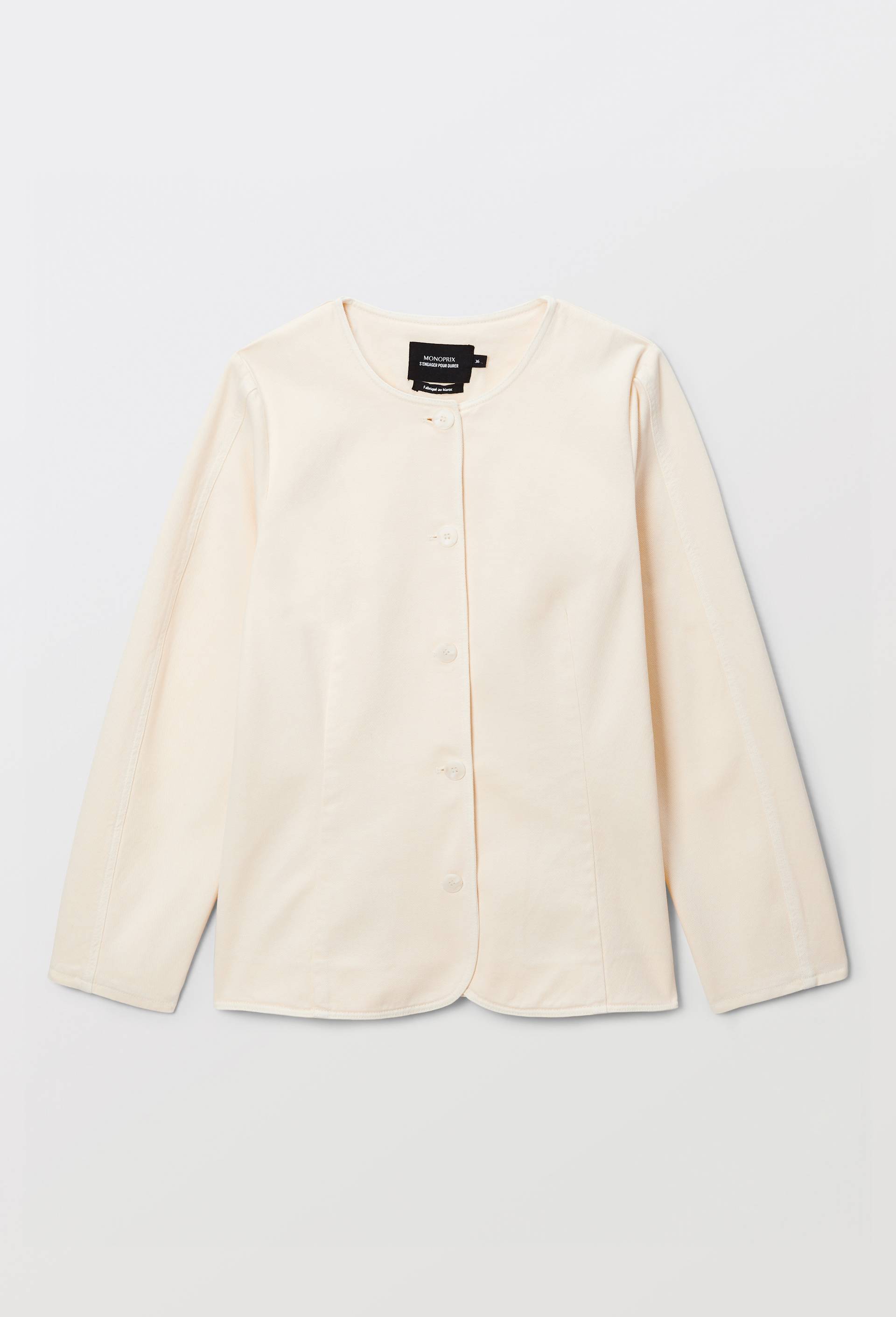 Veste courte unie en coton, Beige clair, large image number 2.0