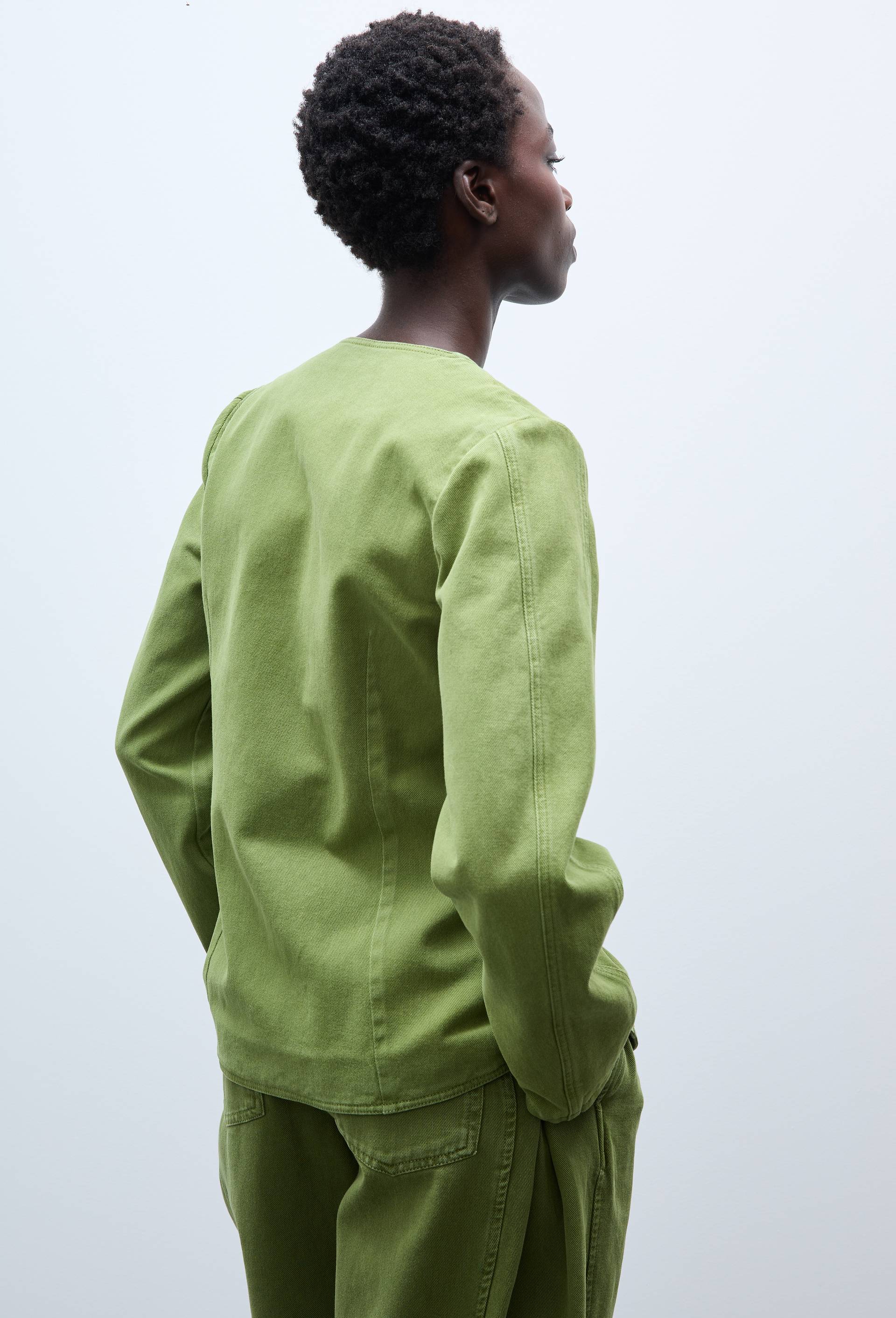 Veste courte unie en coton, Vert fonc&eacute;, large image number 2.0