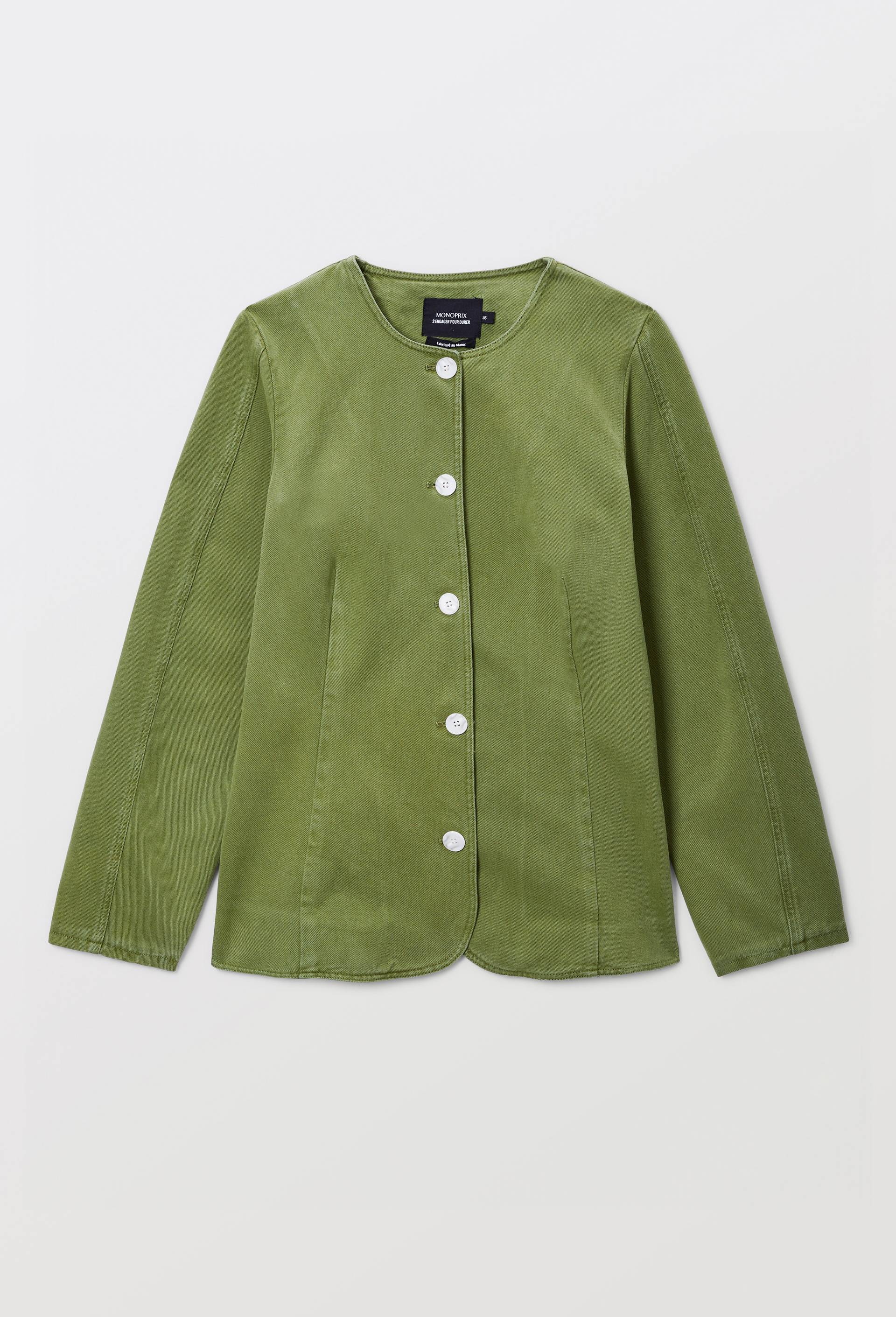 Veste courte unie en coton, Vert fonc&eacute;, large image number 3