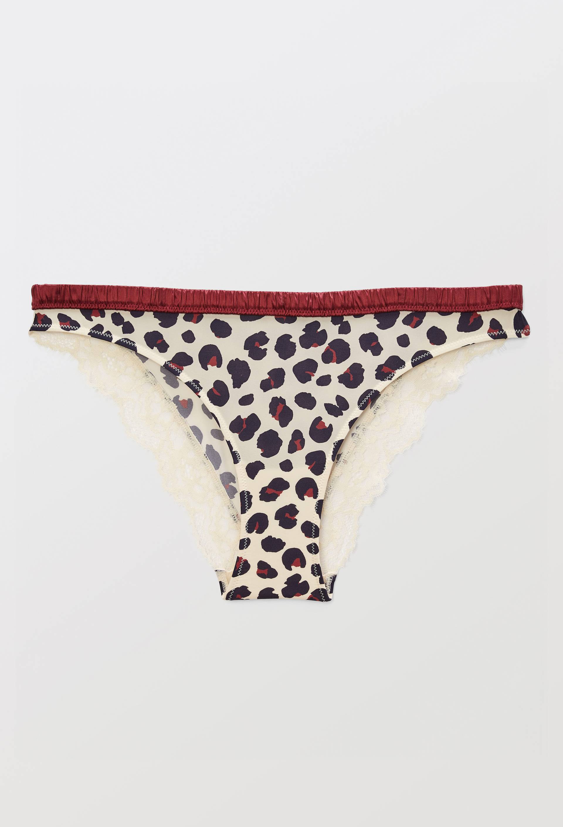Culotte ZOE en microfibre imprim&eacute;e et dentelle, Ecru, large image number 0
